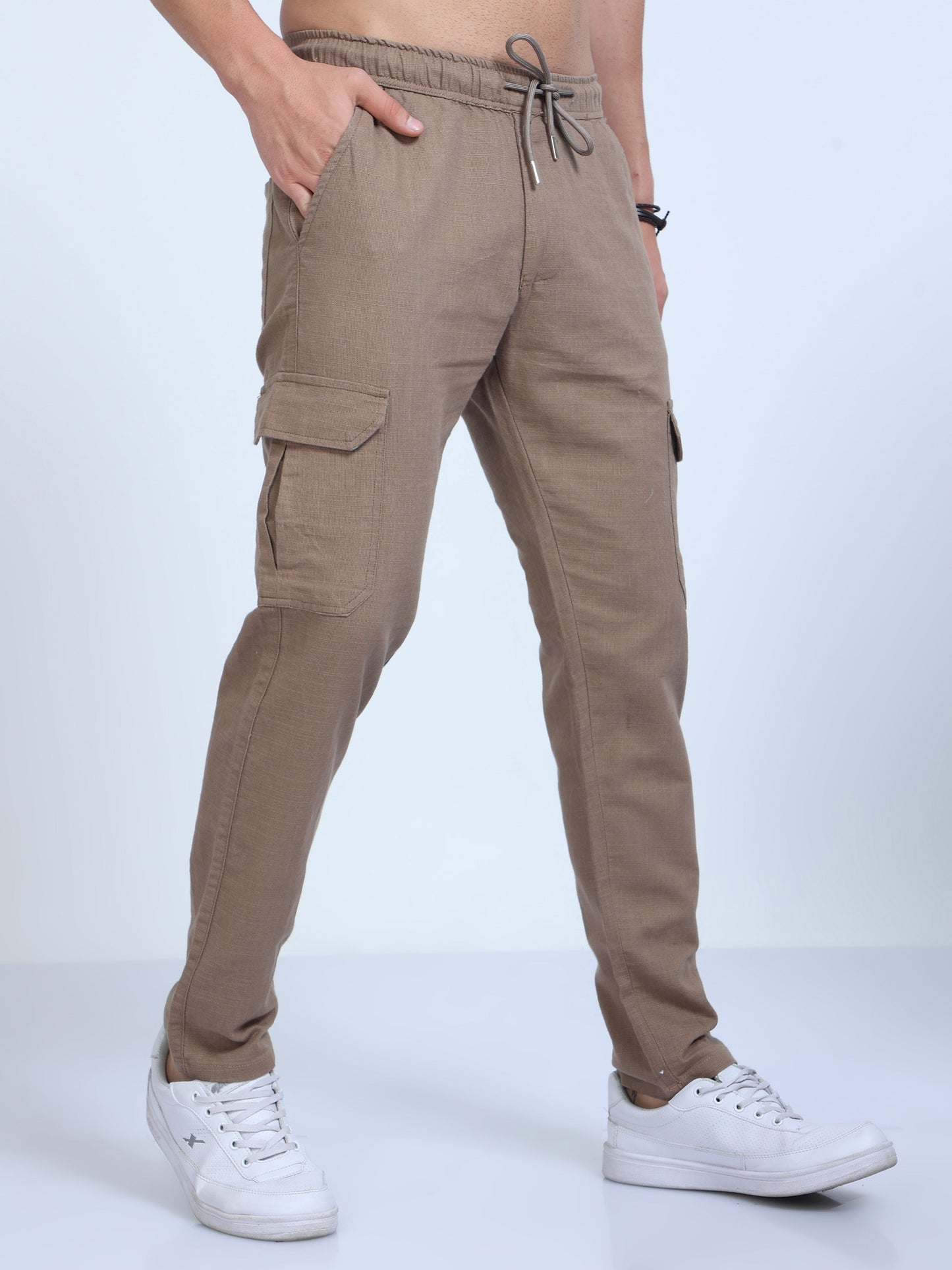 Men Lazy Linen Pants-Camel