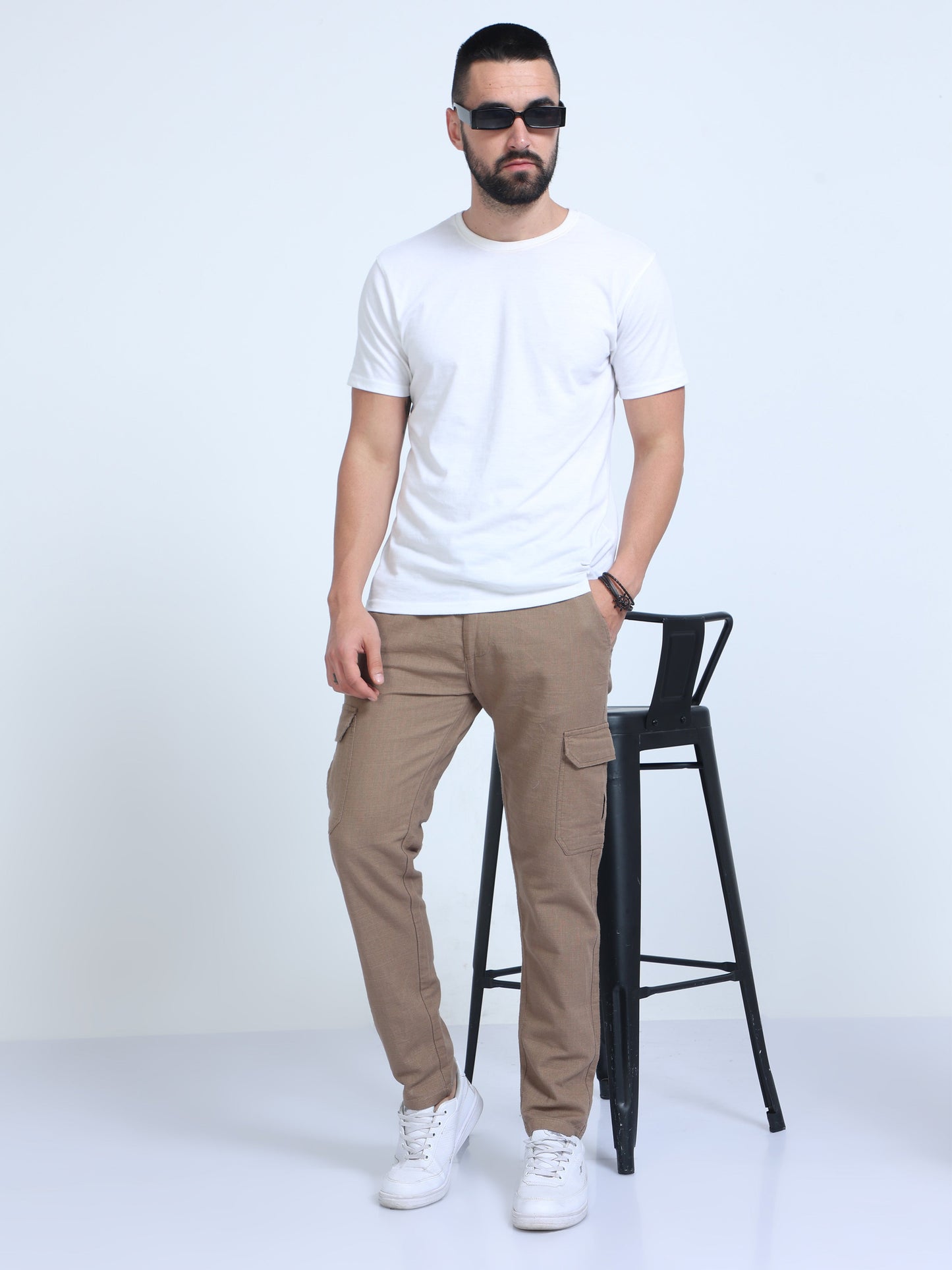 Men Lazy Linen Pants-Camel