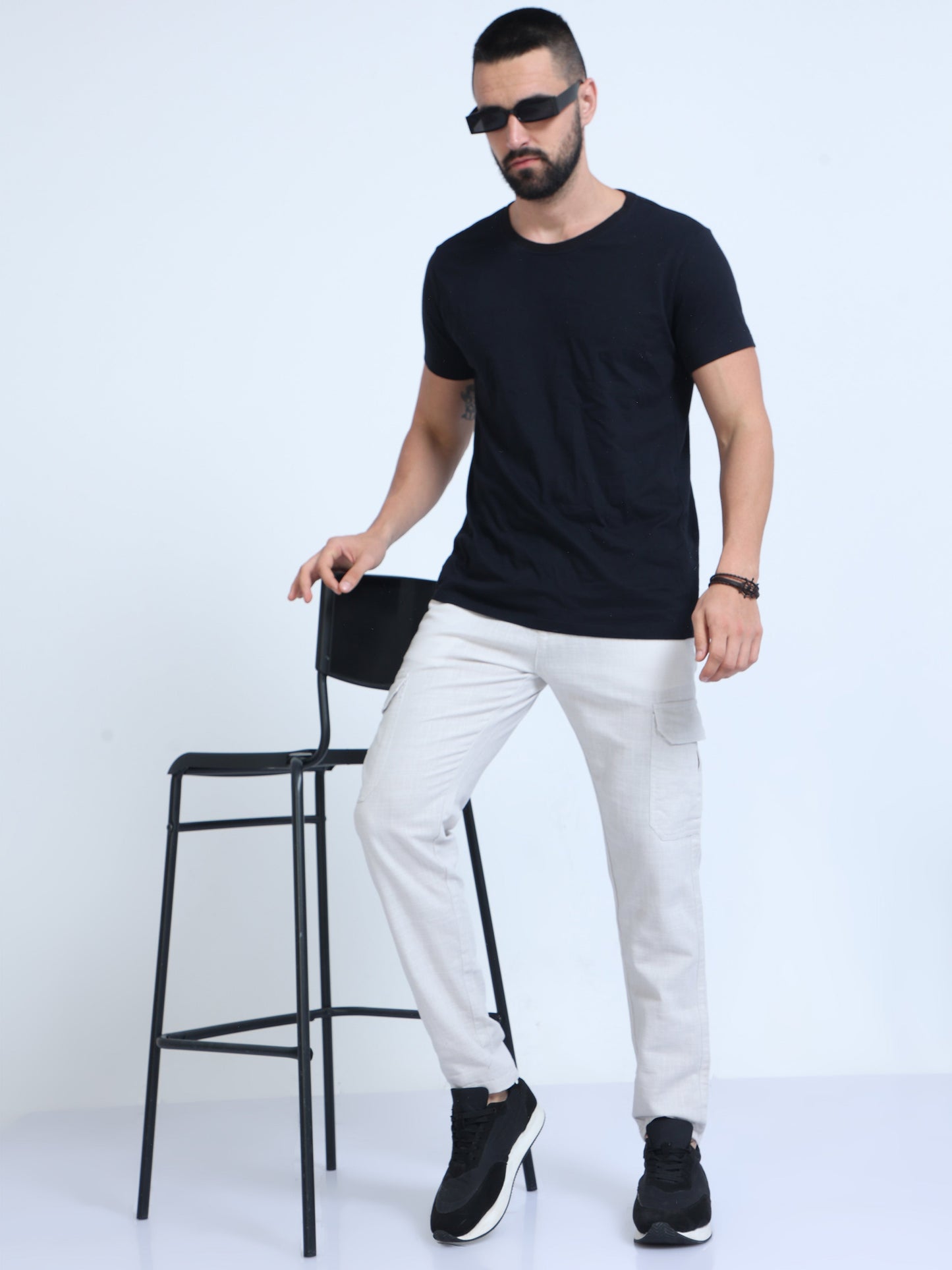 Men Lazy Linen Pants-Milky White