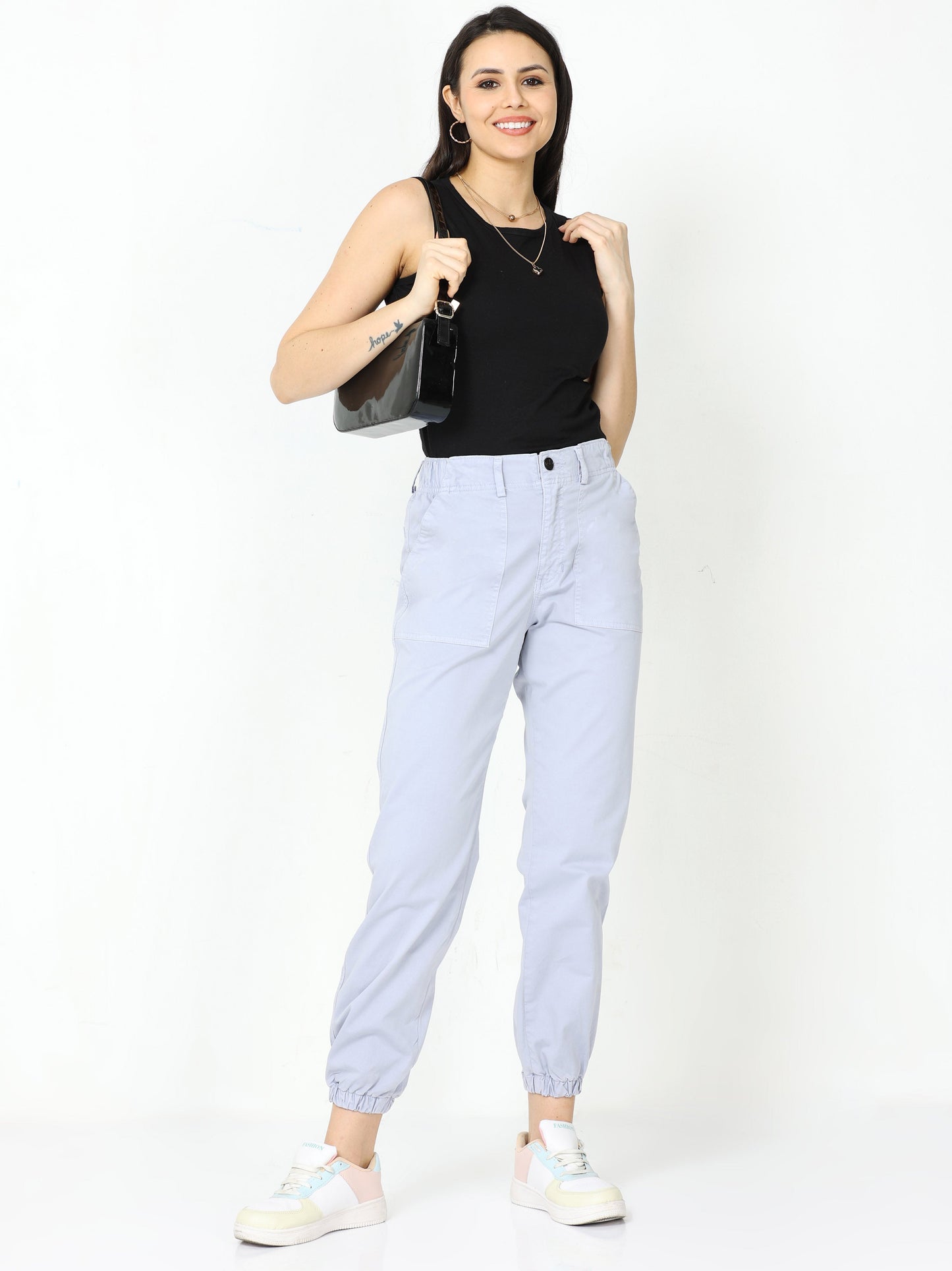 Women Vintage Blue Stone Jogger Pants