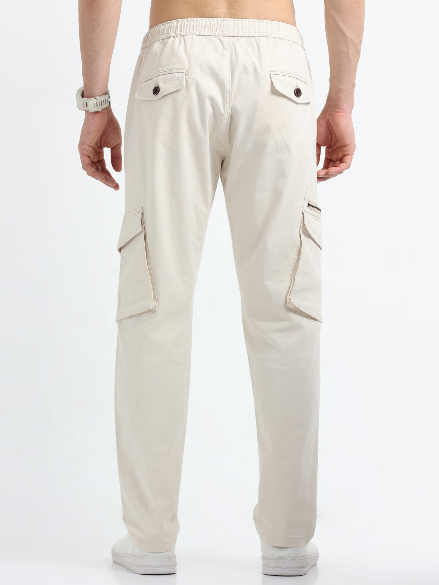 Men Zipper Cargo-Cream
