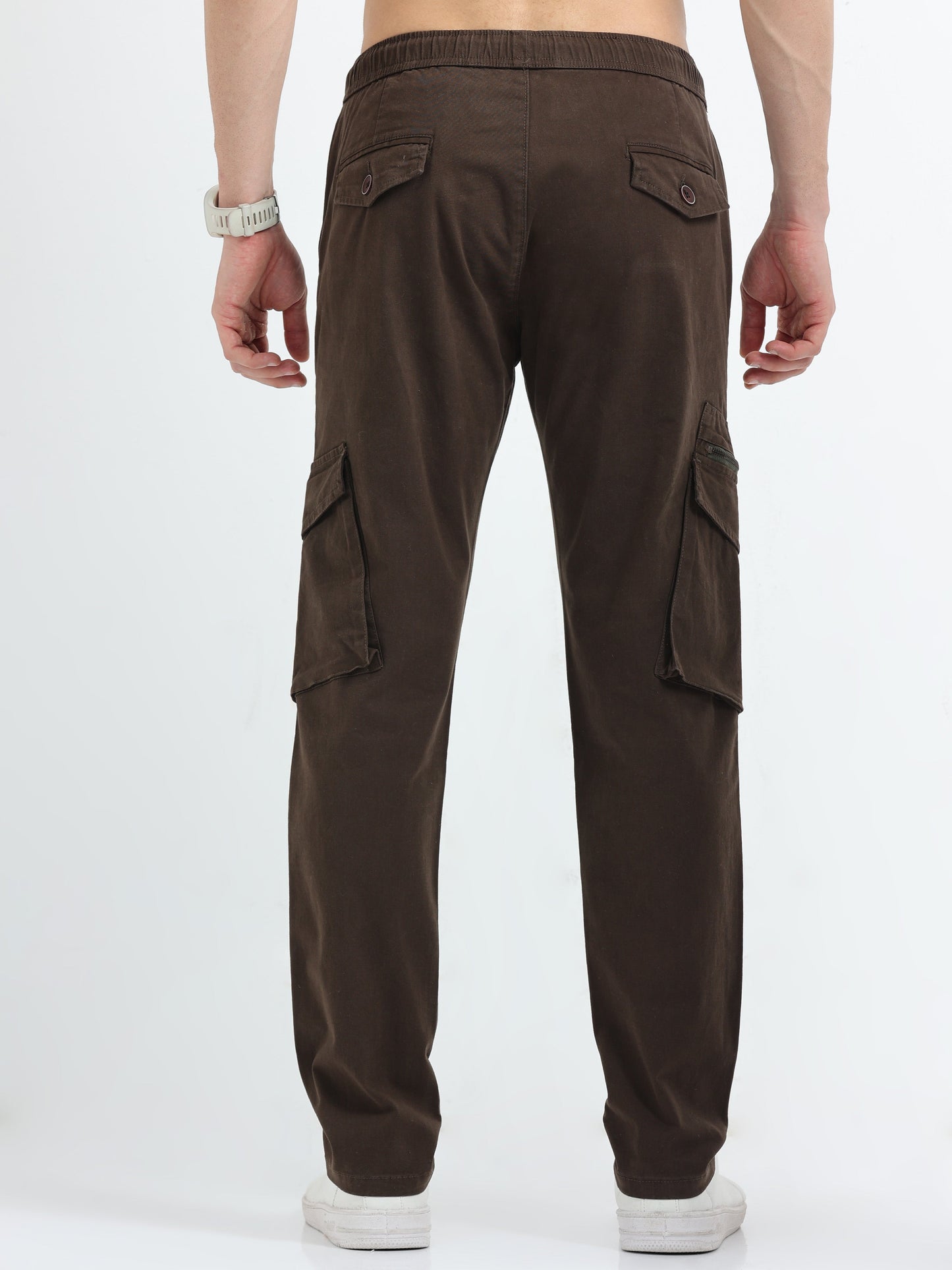 Men Zipper Cargo-Brown