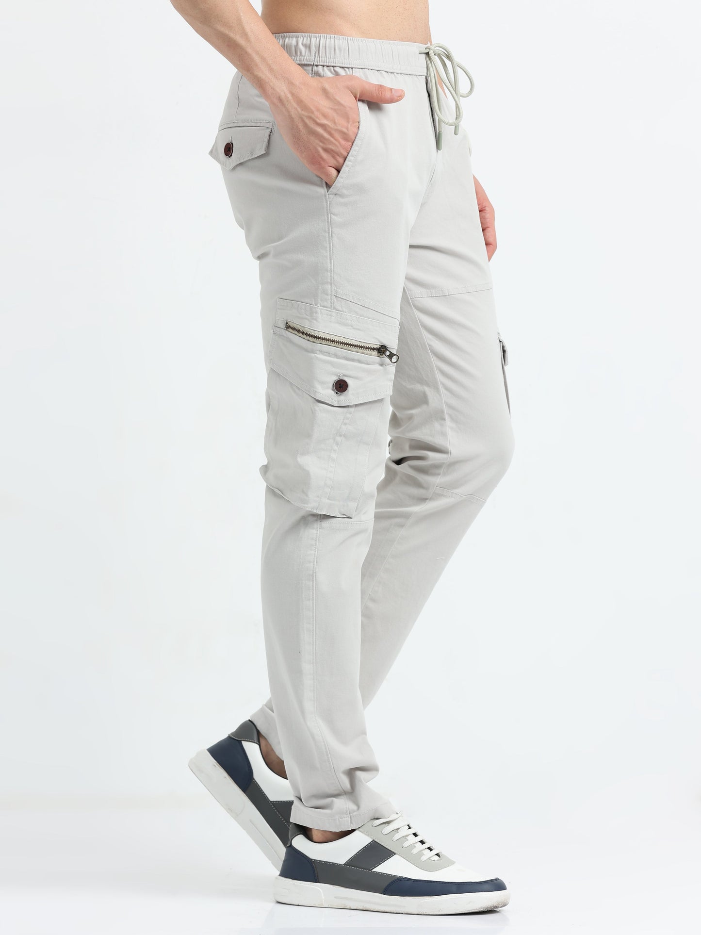 Men Zipper Cargo-Stone