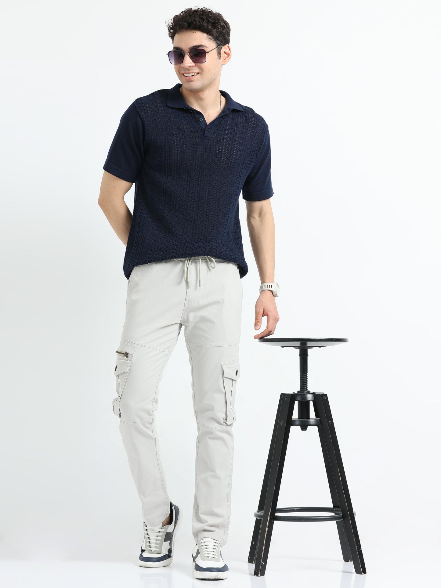 Men Zipper Cargo-Stone