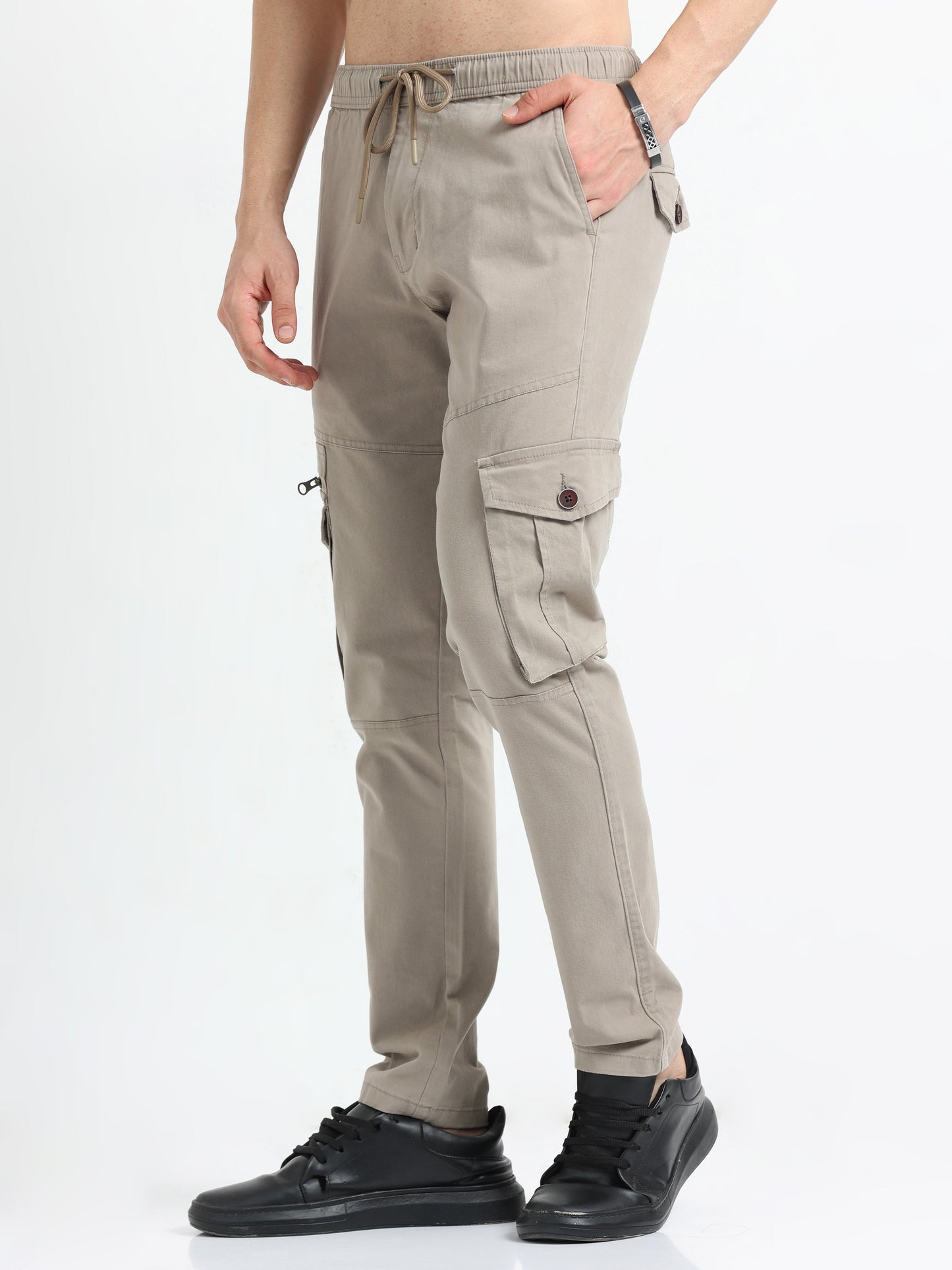 Men Zipper Cargo-Khakhi
