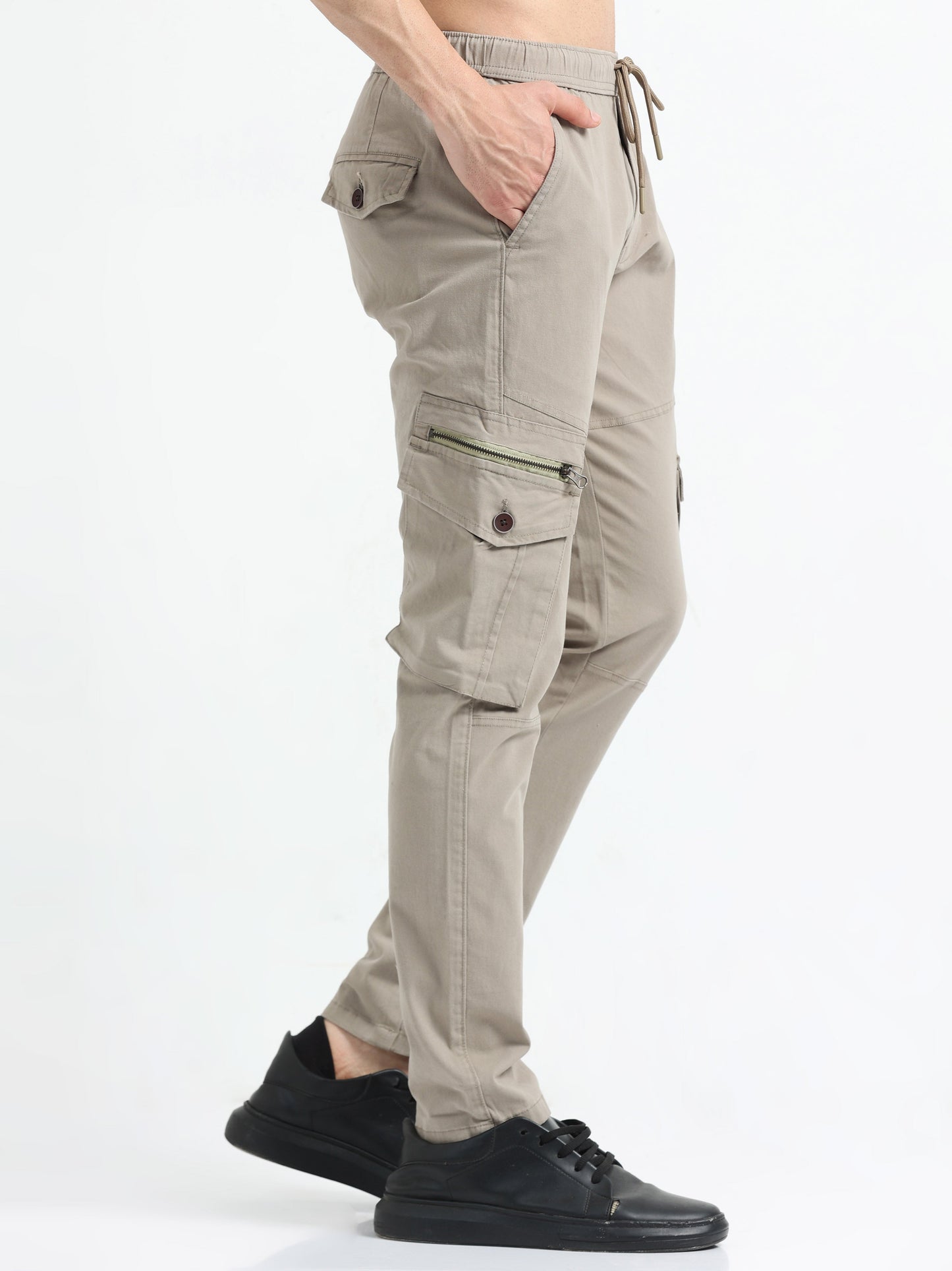 Men Zipper Cargo-Khakhi