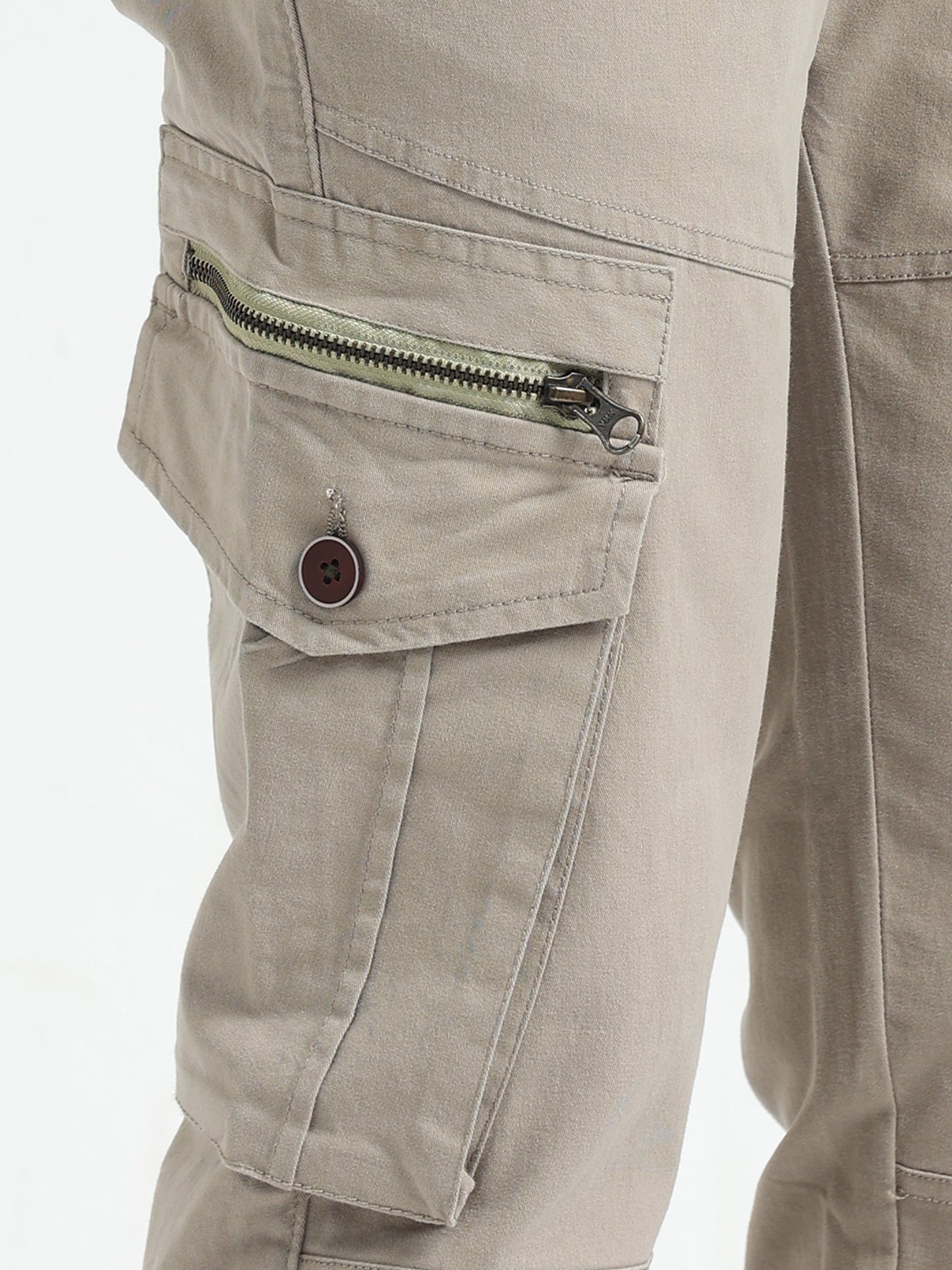 Men Zipper Cargo-Khakhi