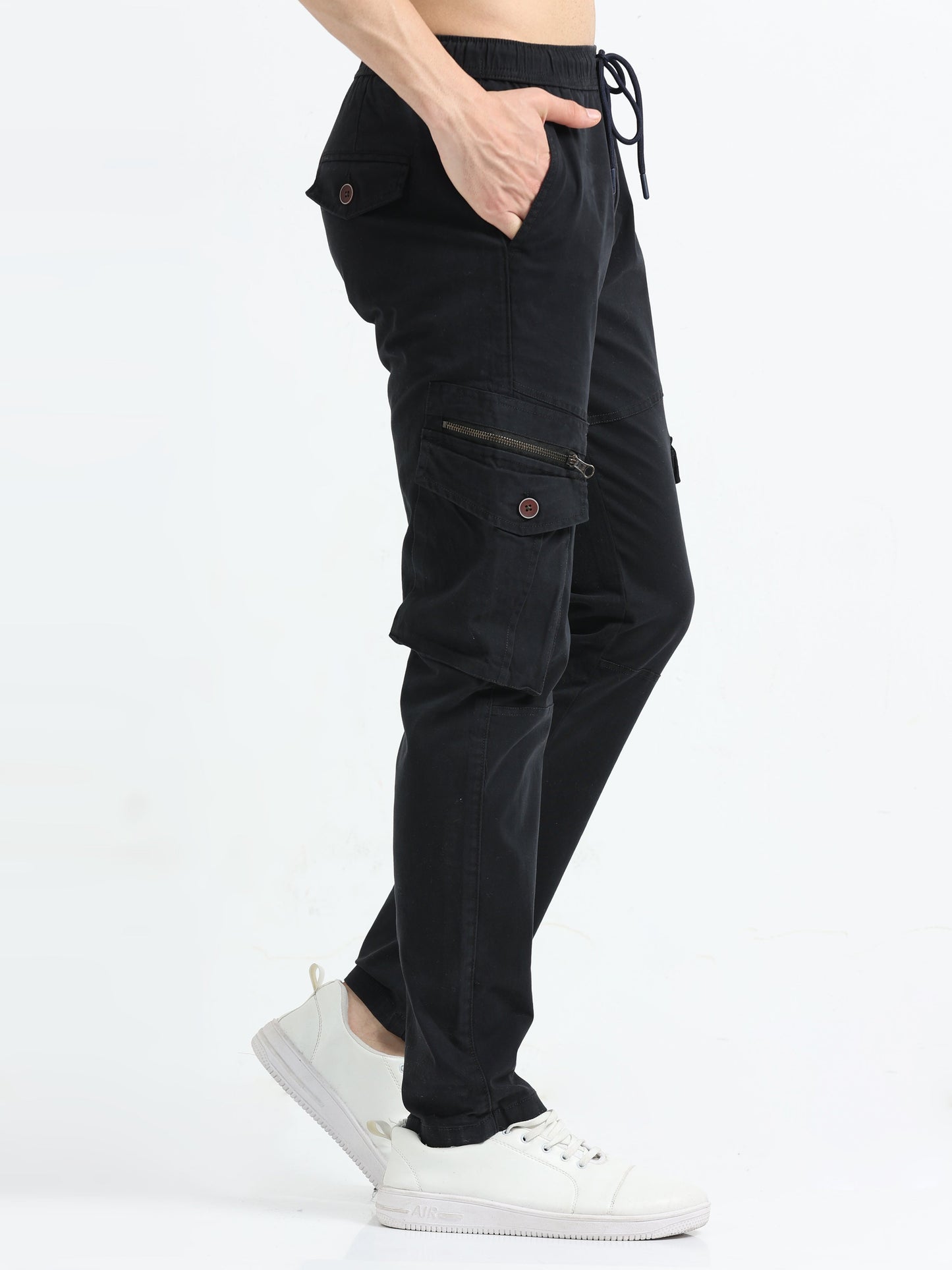 Men Zipper Cargo-Black