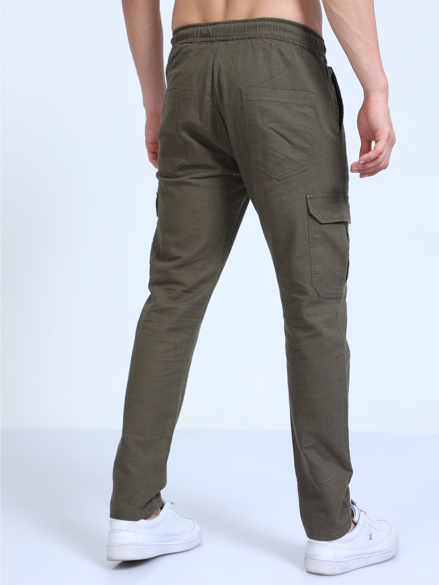 Men Lazy Linen Pants Olive