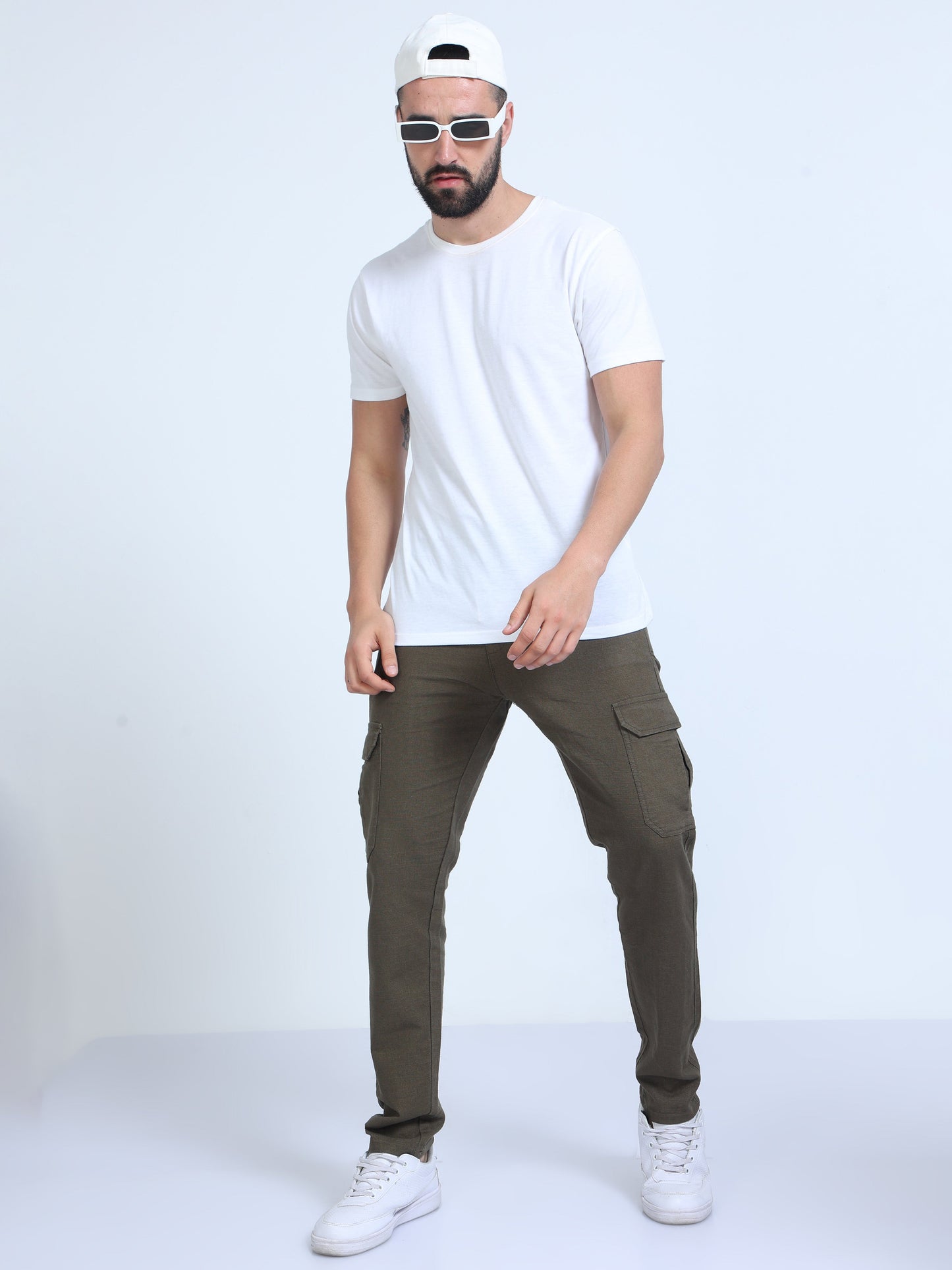 Men Lazy Linen Pants Olive