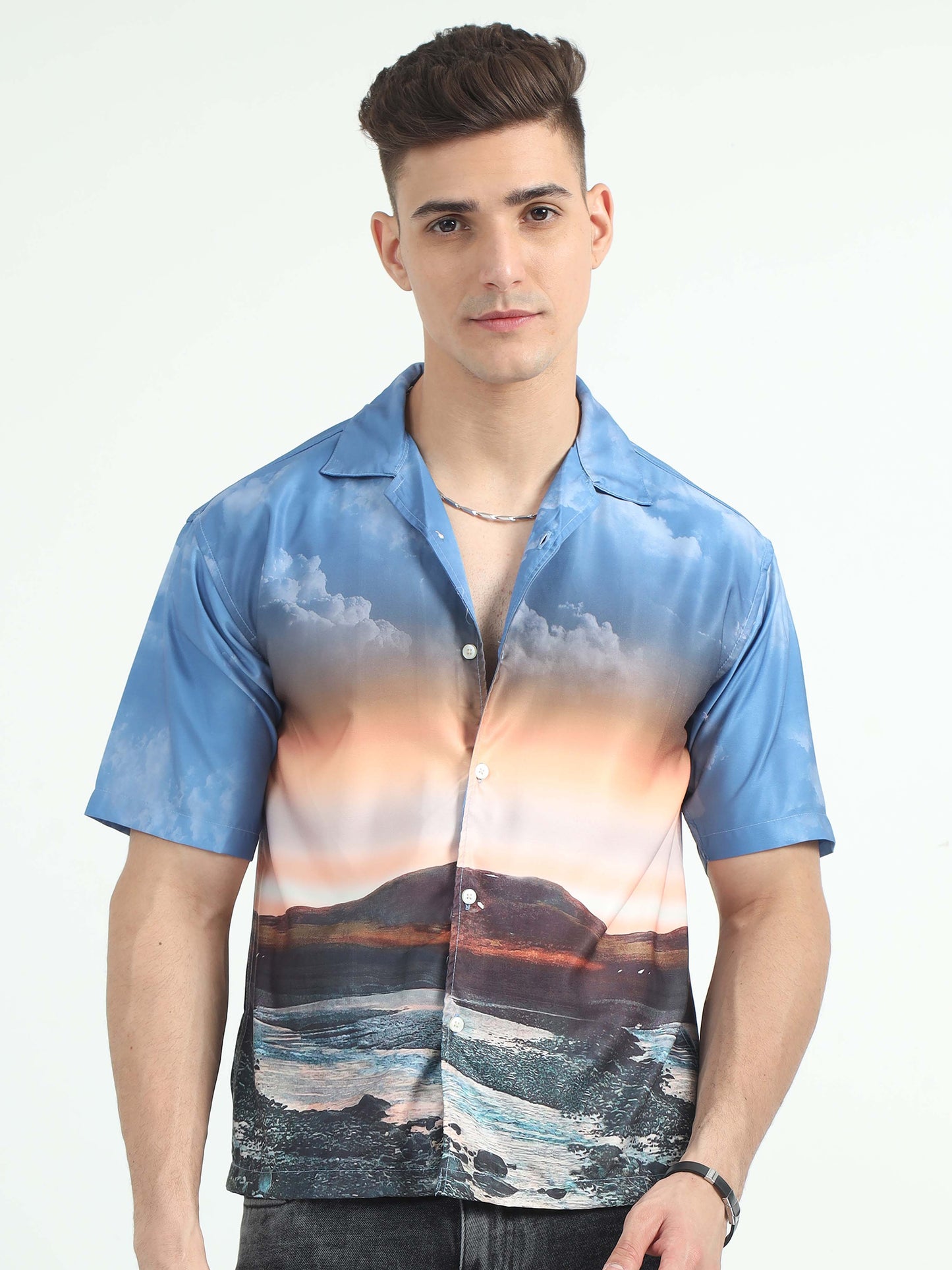 Men Dusk Skyline Oversized Shirt-Dusk Skyline