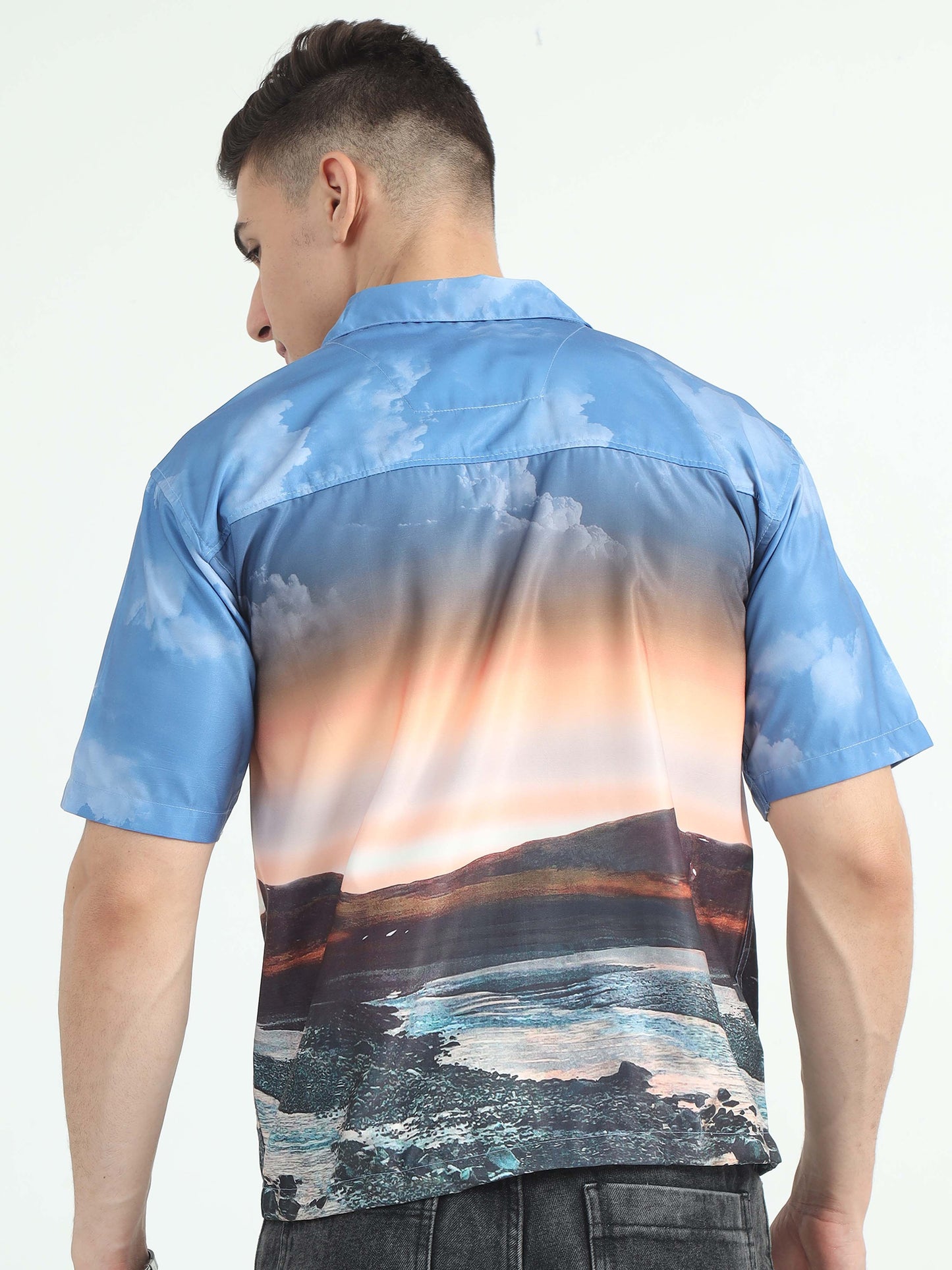Men Dusk Skyline Oversized Shirt-Dusk Skyline