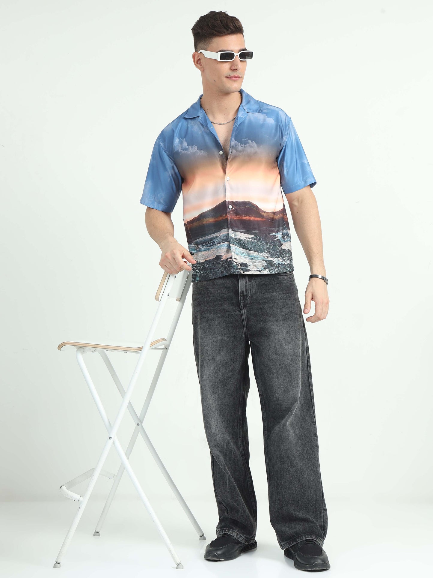 Men Dusk Skyline Oversized Shirt-Dusk Skyline