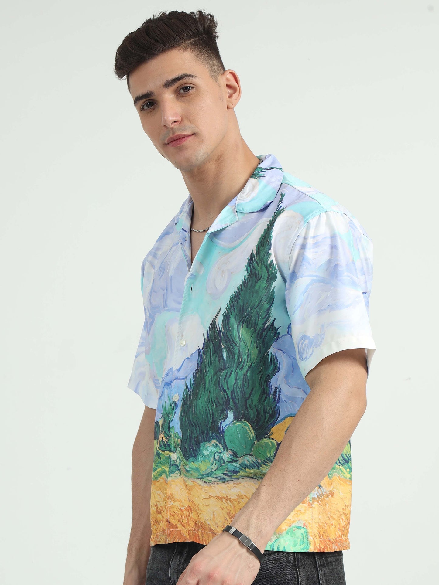 Men Plantain Leaf Oversized Shirt-Plantain Leaf