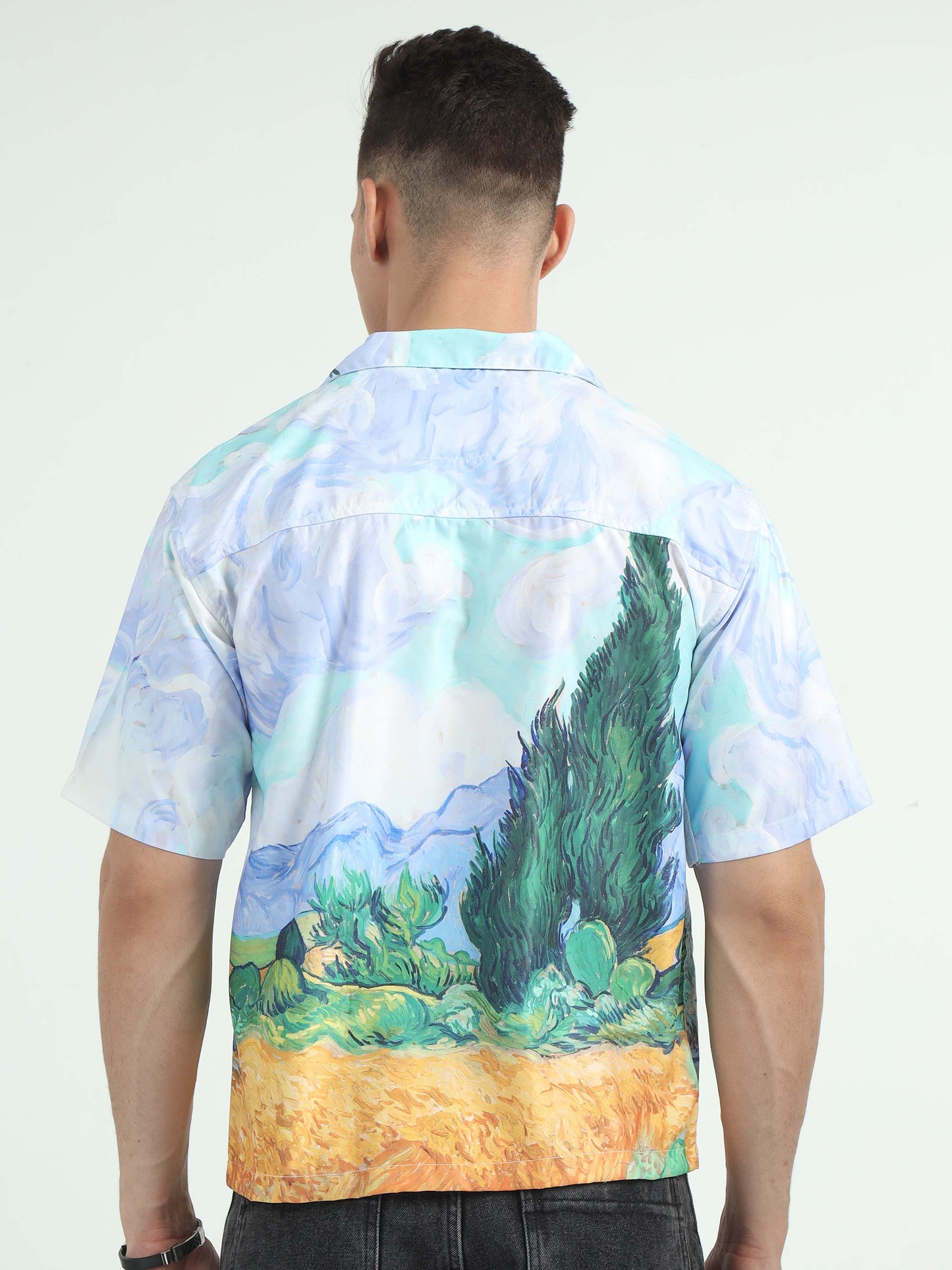 Men Plantain Leaf Oversized Shirt-Plantain Leaf