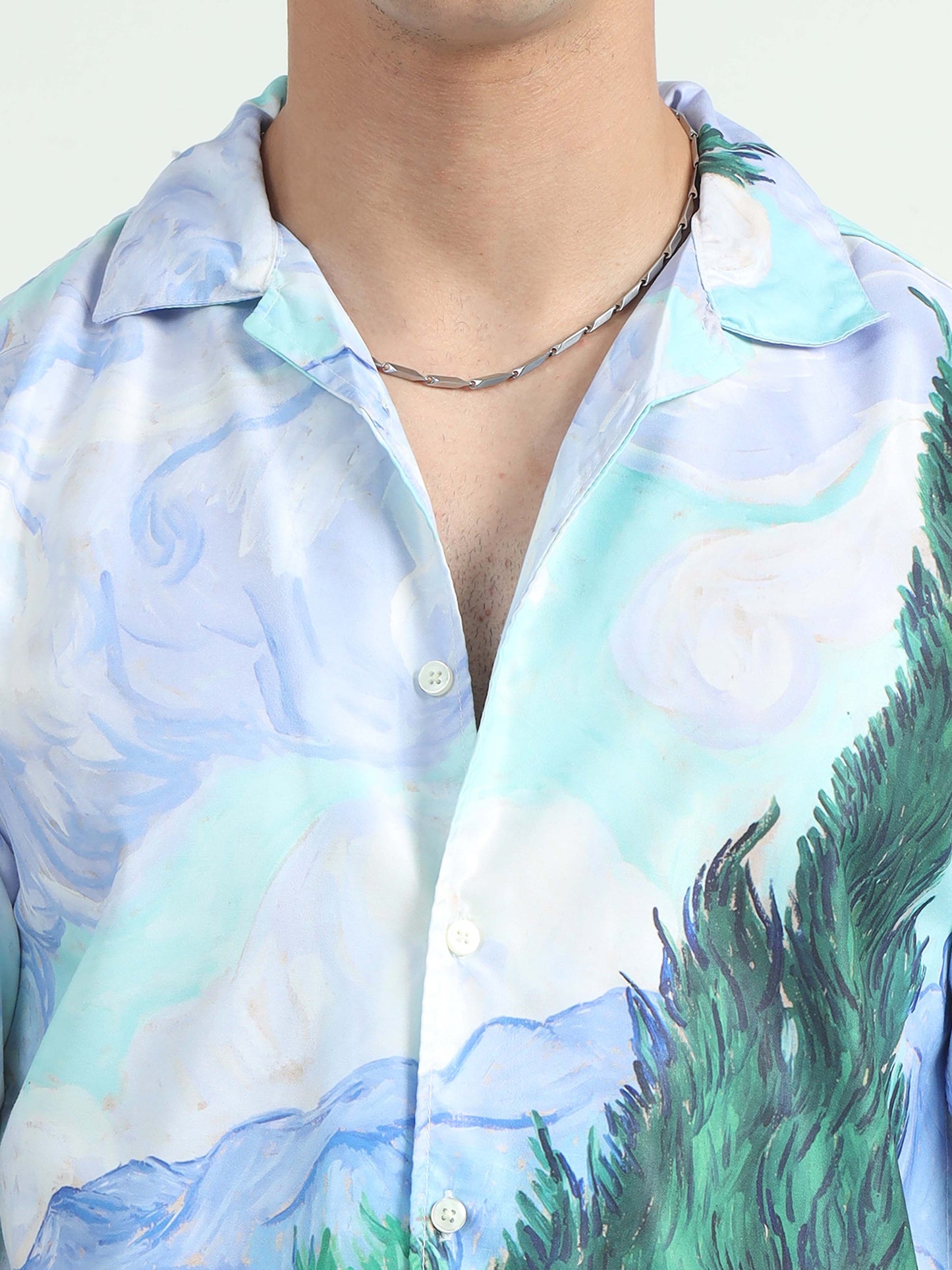 Men Plantain Leaf Oversized Shirt-Plantain Leaf