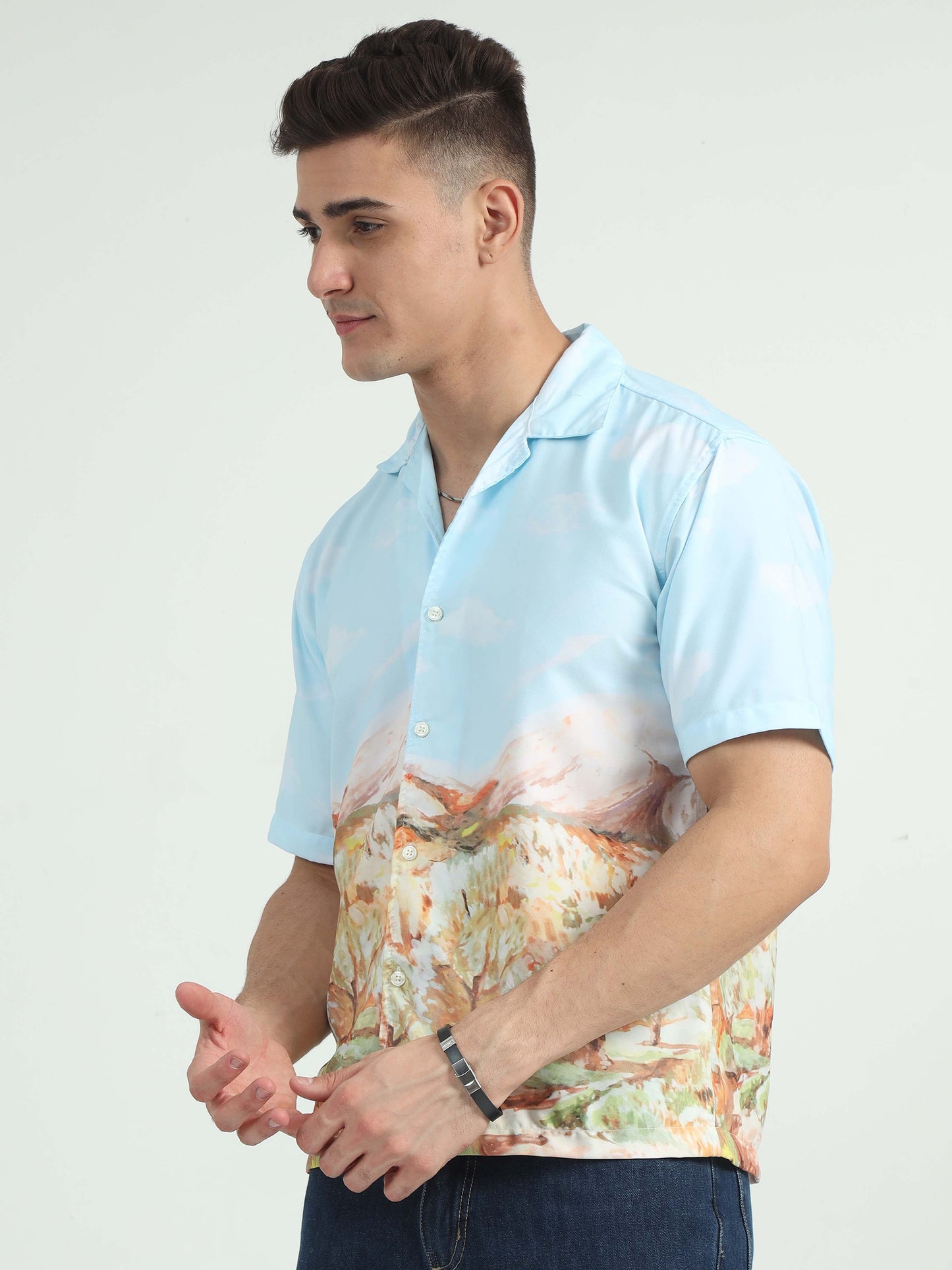 Men Abstract Terrain Oversized Shirt-Abstract Terrain