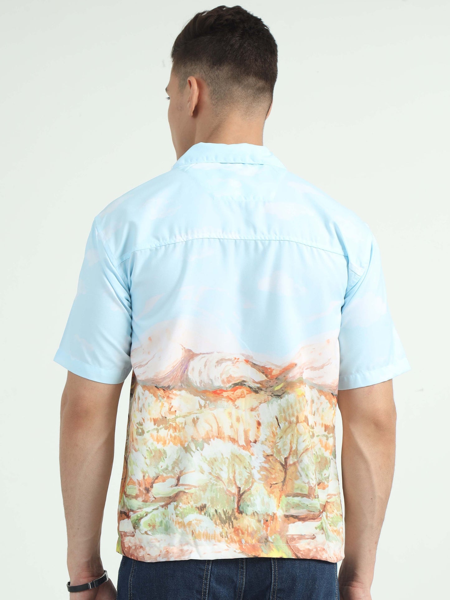 Men Abstract Terrain Oversized Shirt-Abstract Terrain