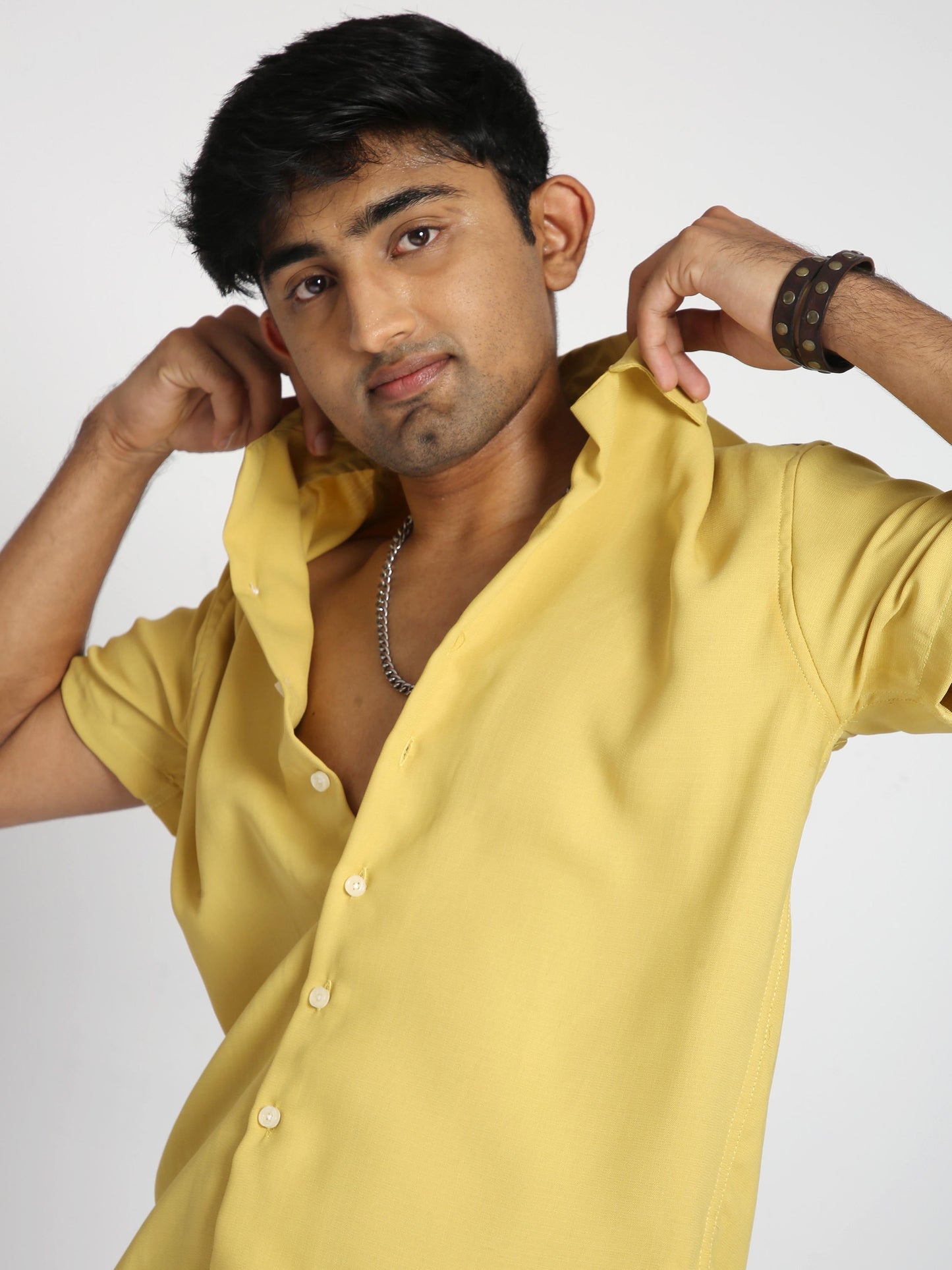 Men Hippie Oversized shirt - Mustard