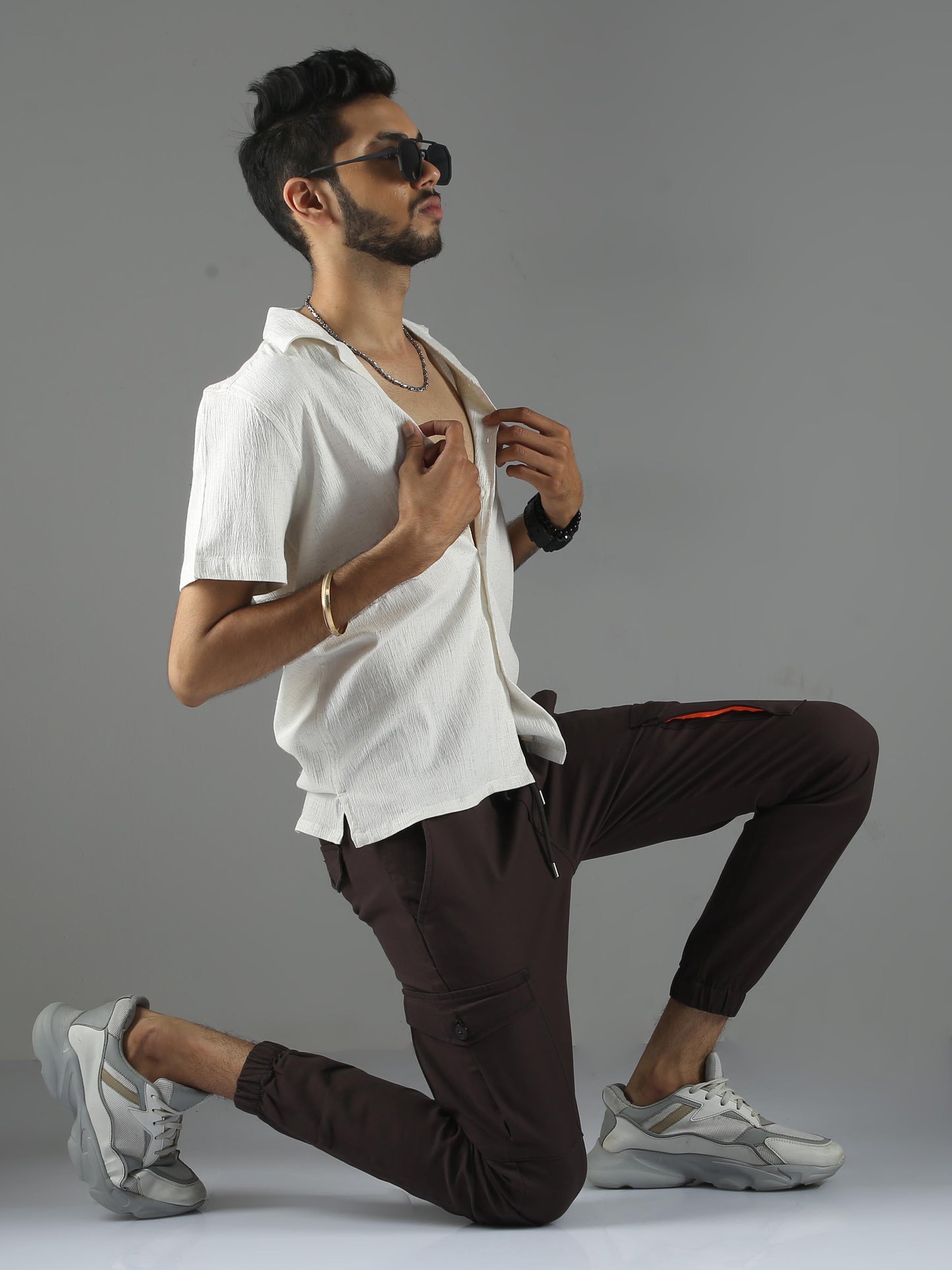 Men Natural Stretch Shirt - Cream