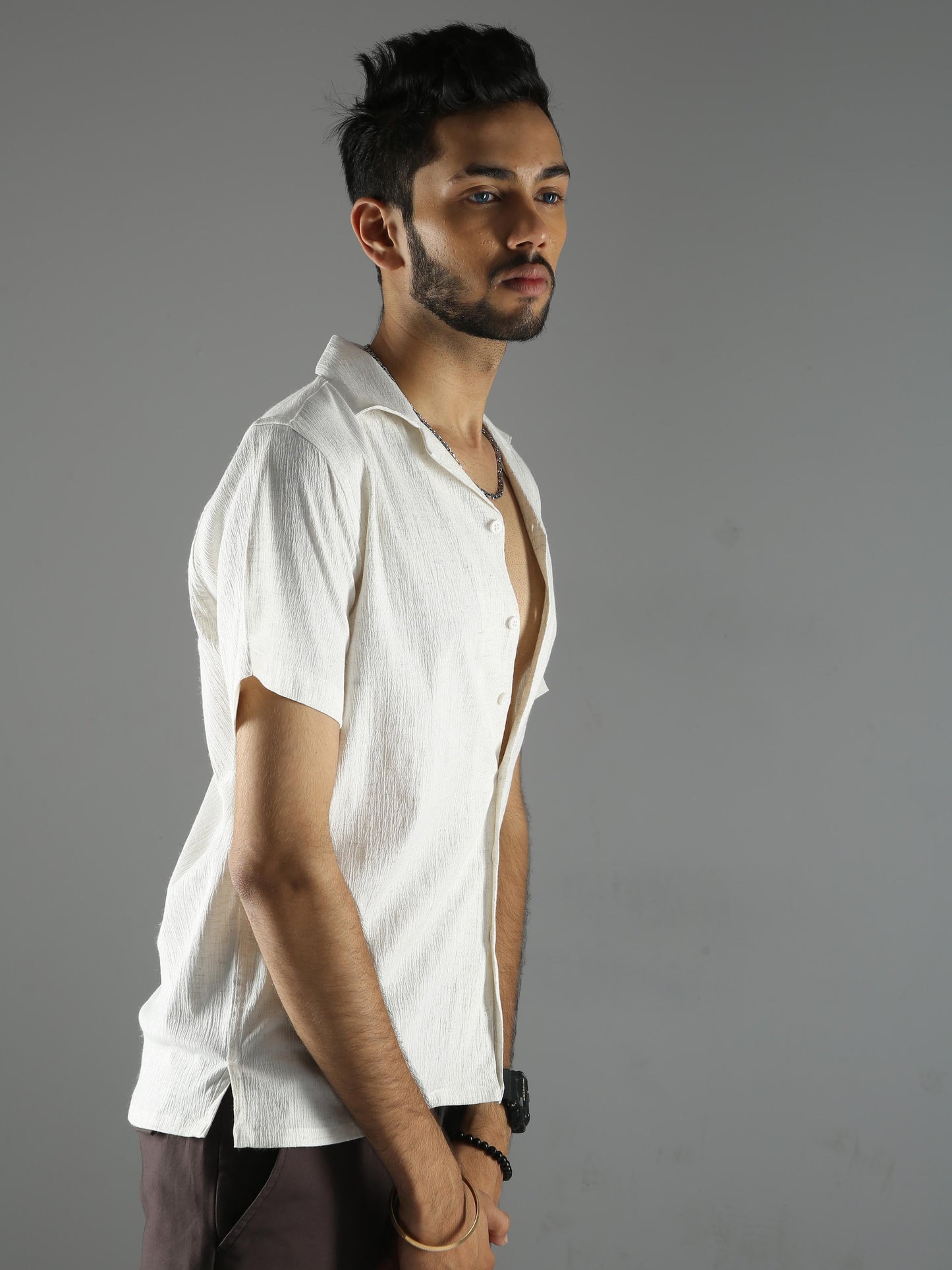 Men Natural Stretch Shirt - Cream