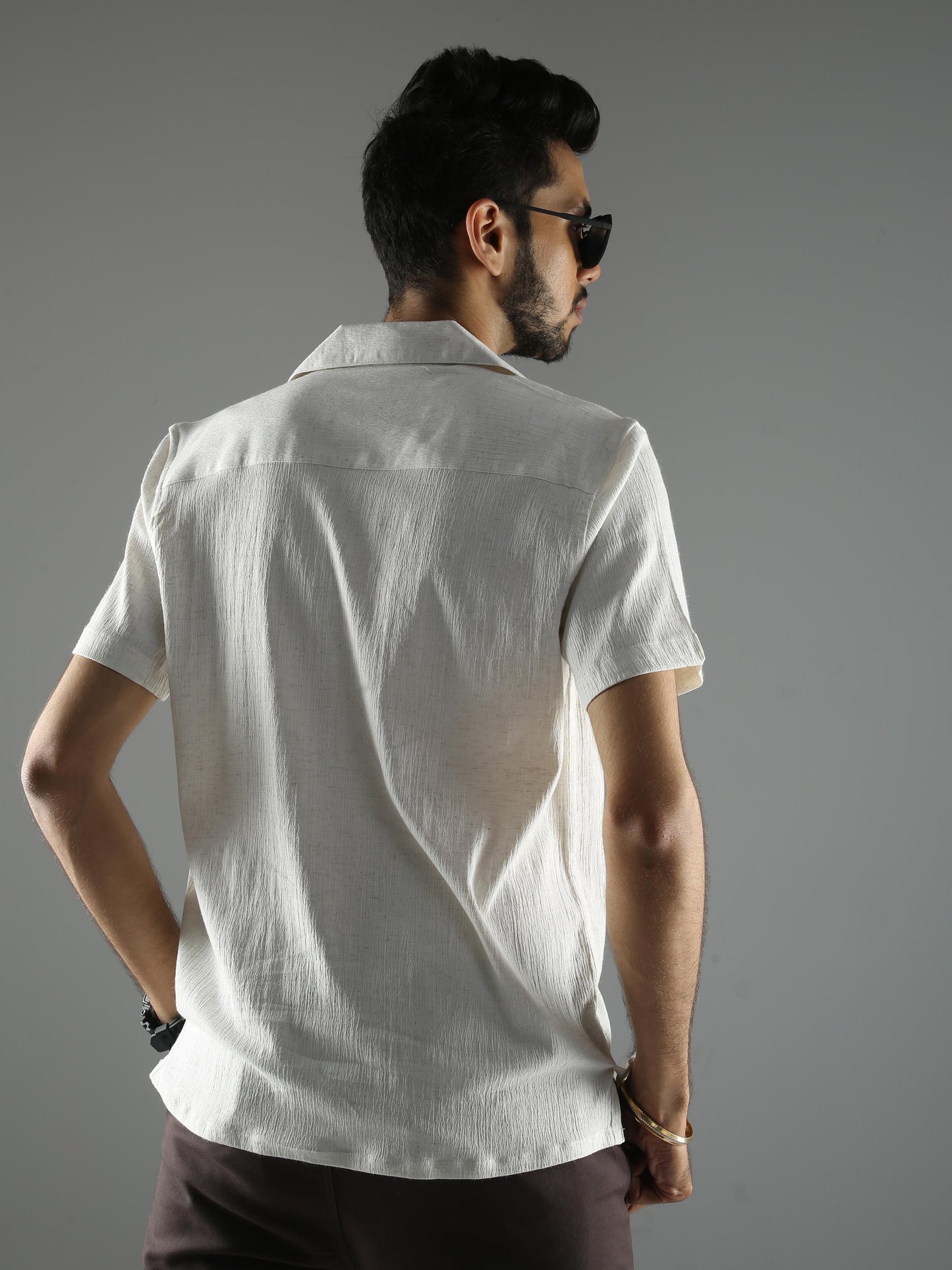 Men Natural Stretch Shirt - Cream