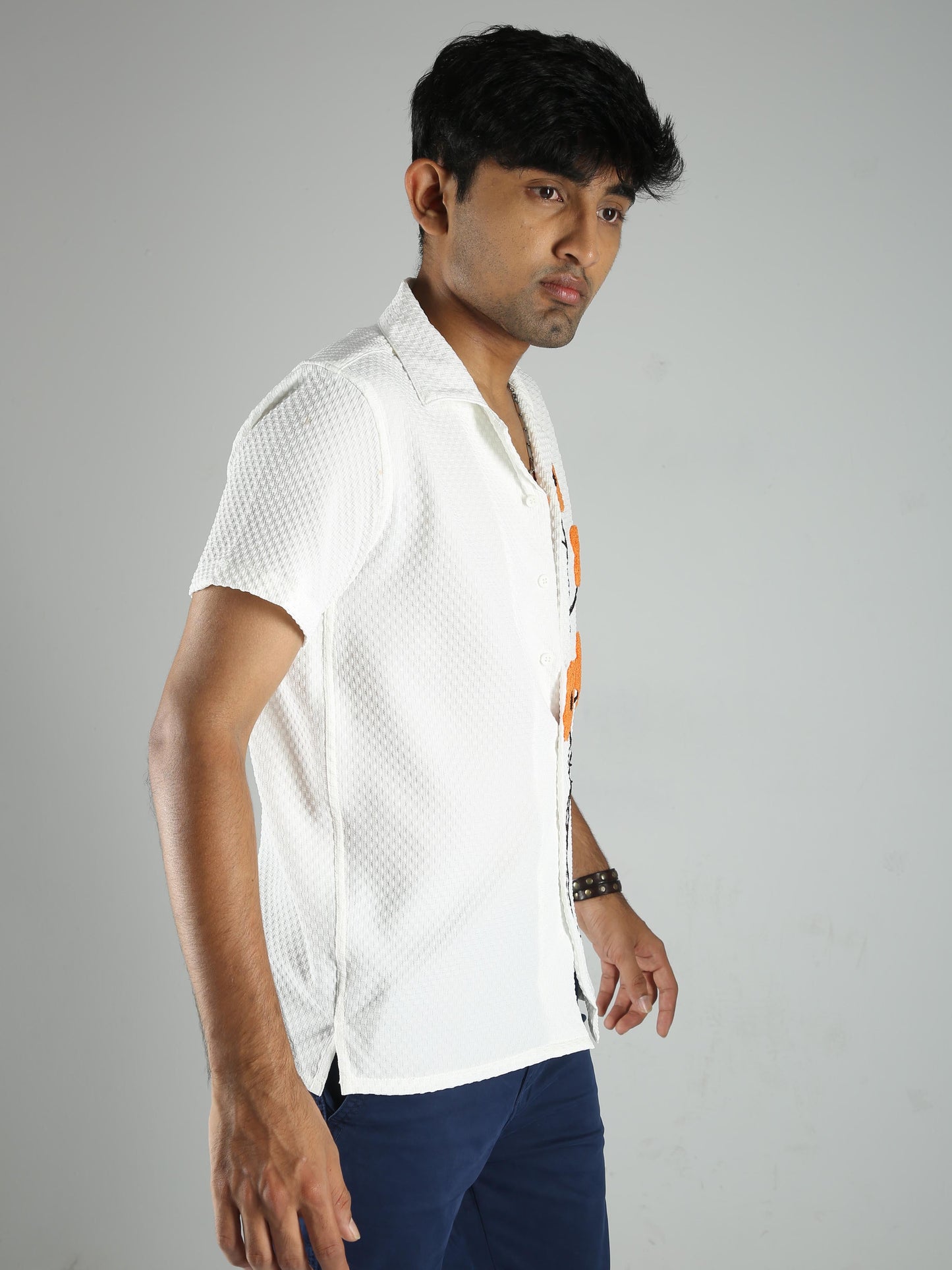 Men Sunflower Baggy Shirt - White