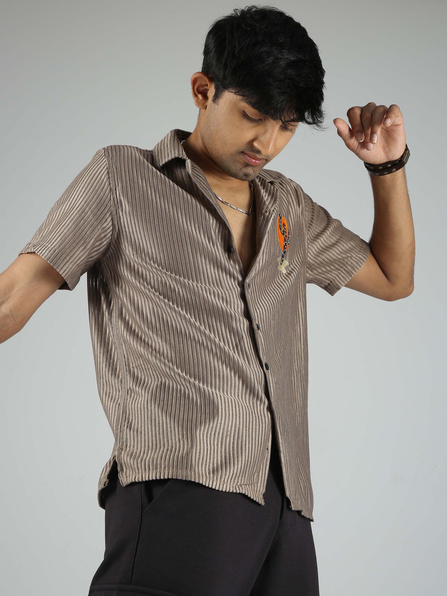 Men E Stripes Shirt - Stone