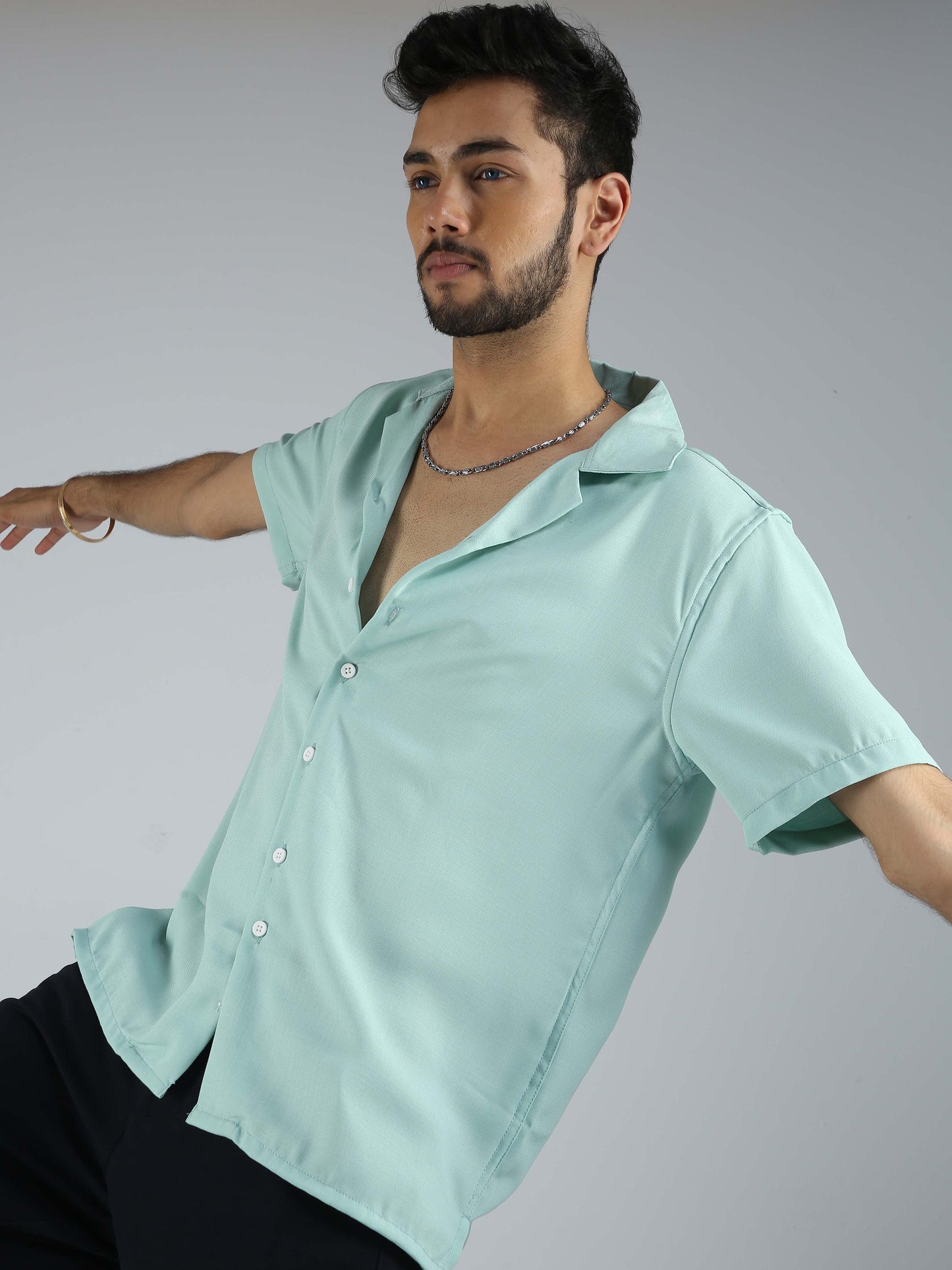 Men Hippie Oversized shirt - Mint