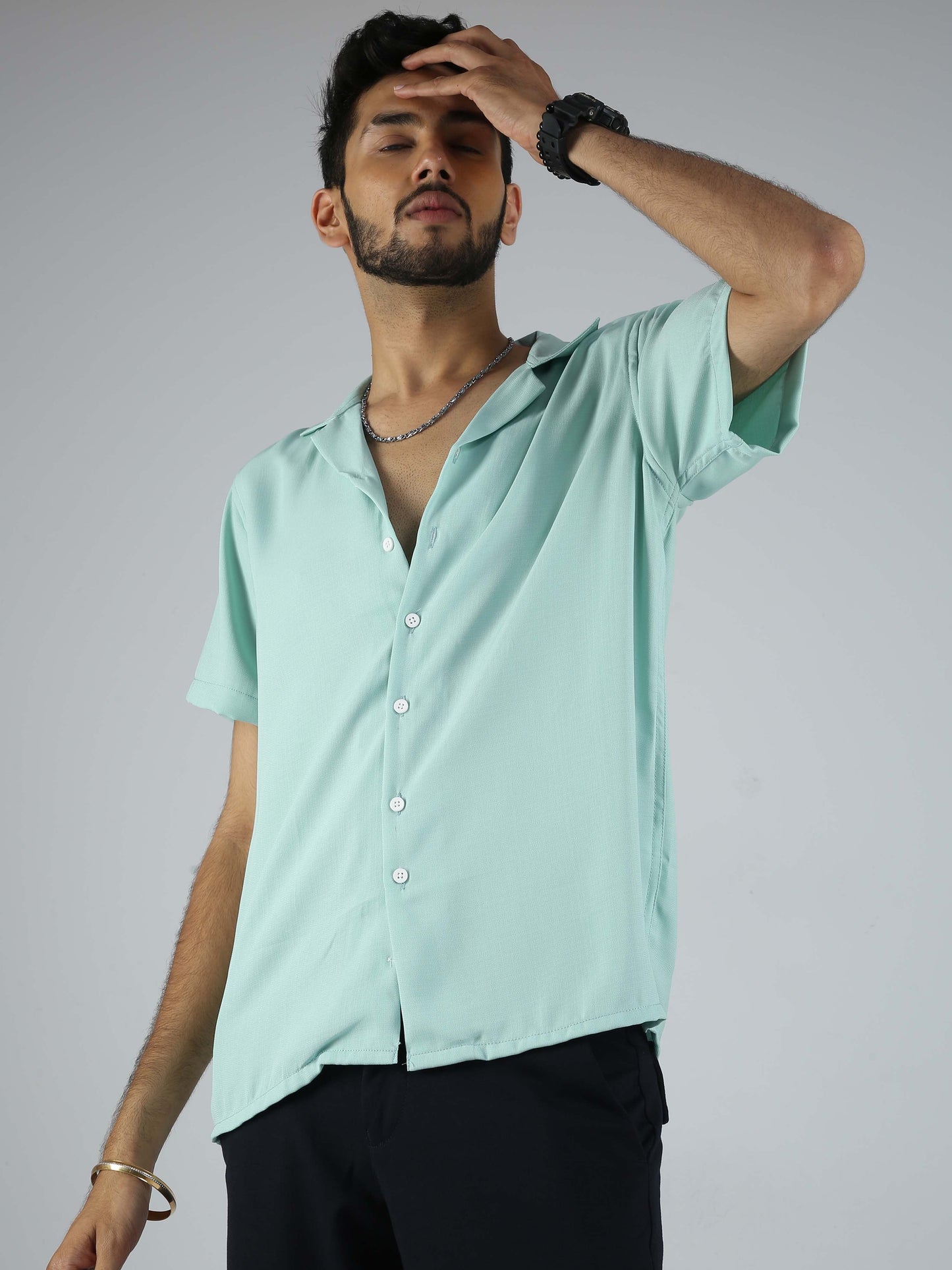 Men Hippie Oversized shirt - Mint
