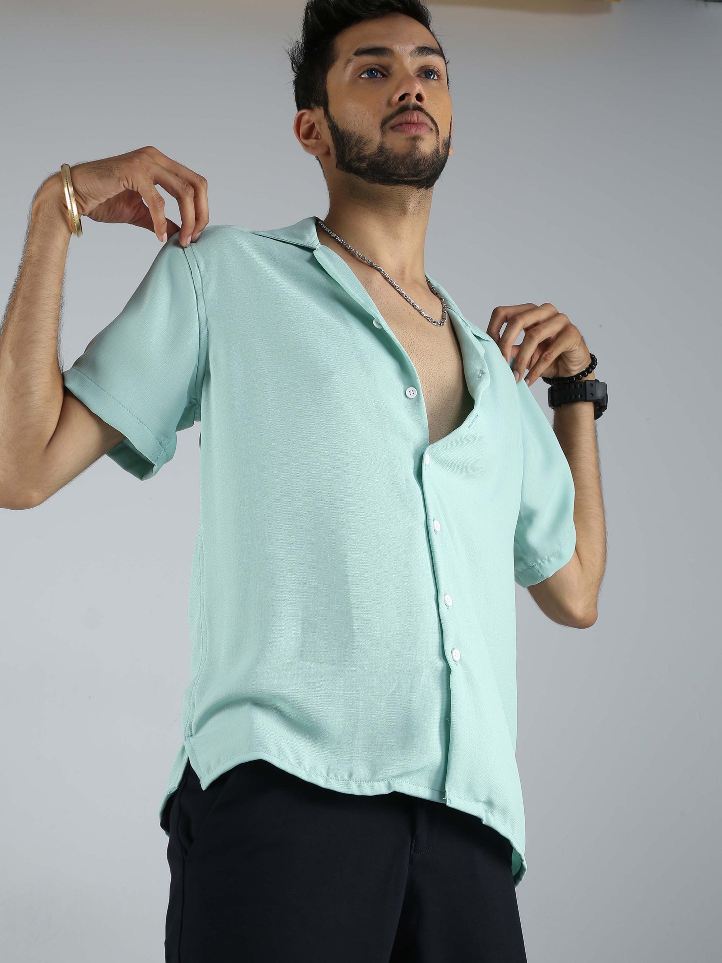Men Hippie Oversized shirt - Mint