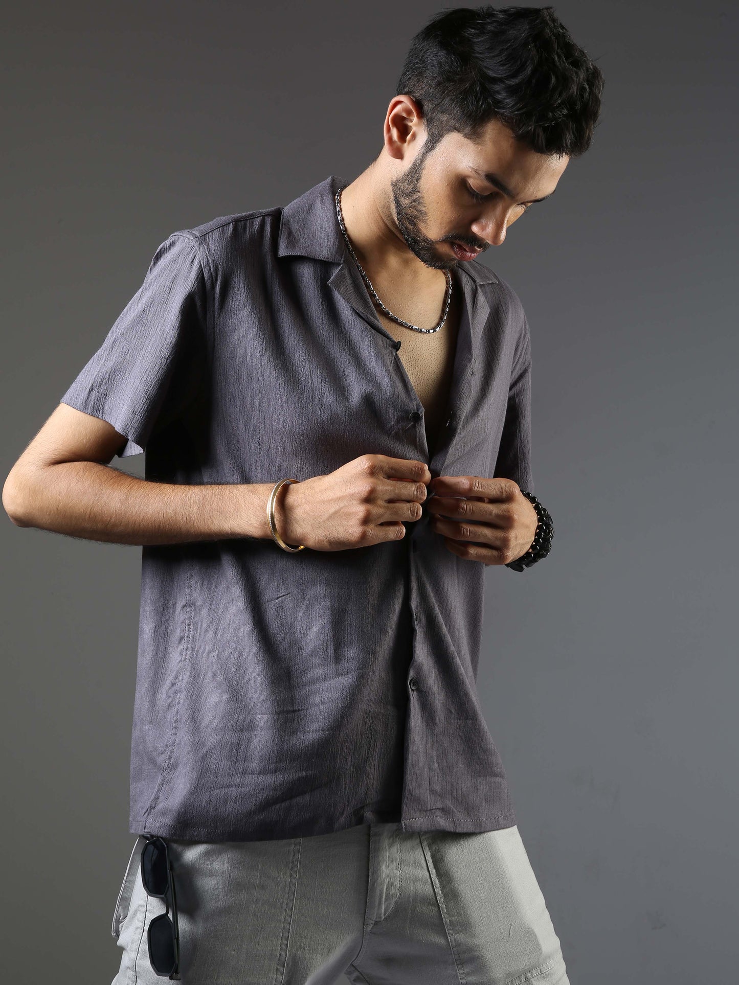 Men Natural Stretch Shirt - Grey
