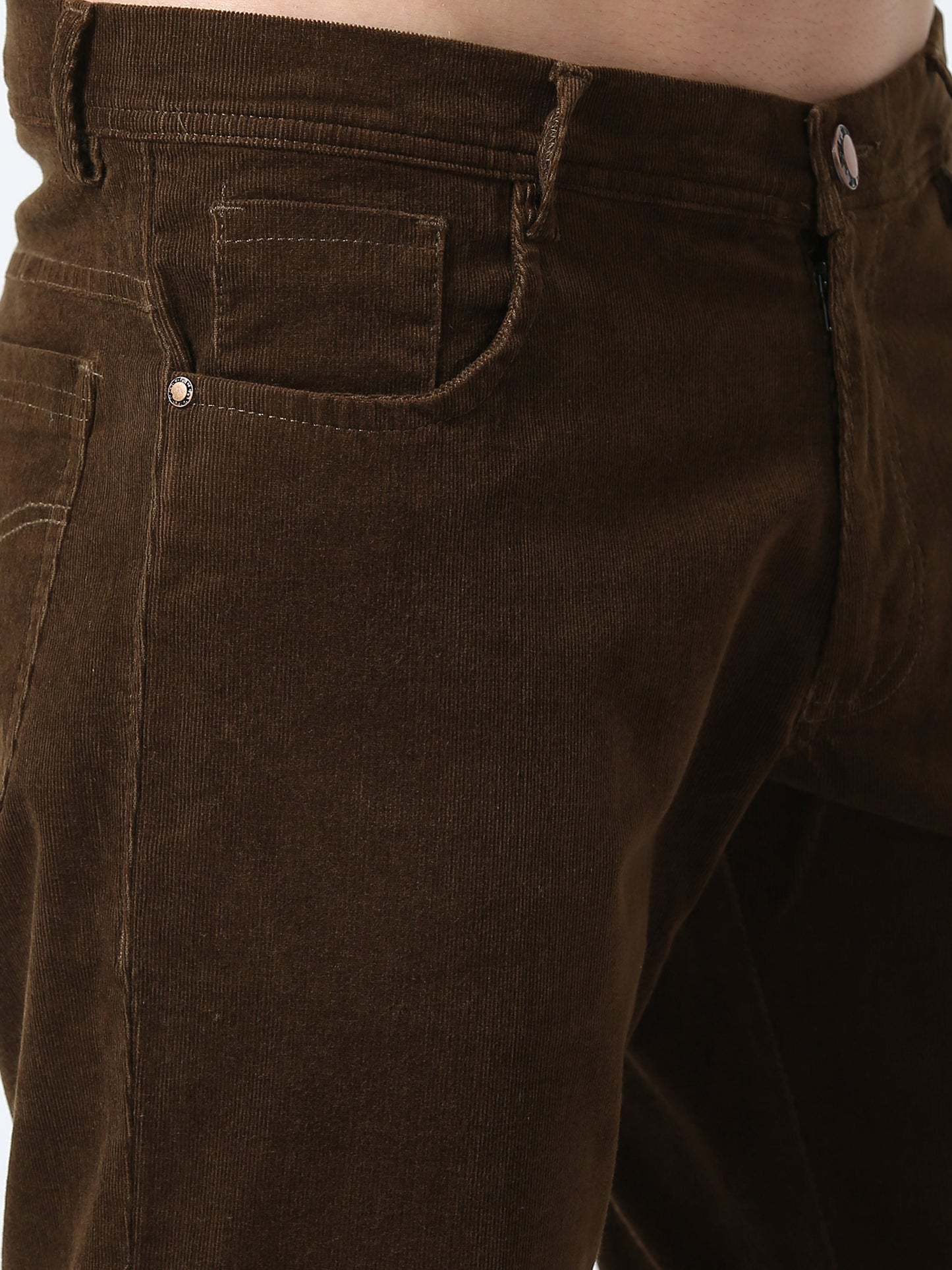 Men Corduroy Trousers-Brown