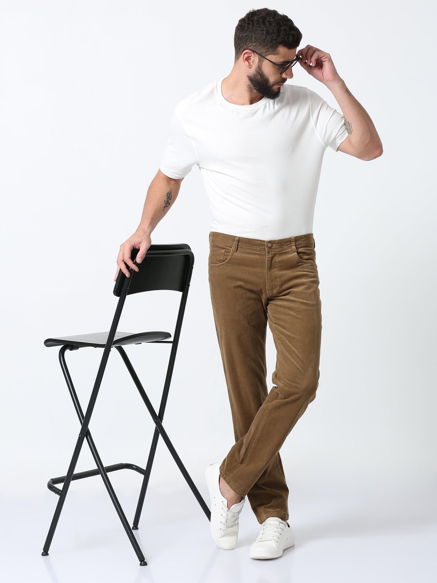 Men Corduroy Trousers-Khaki