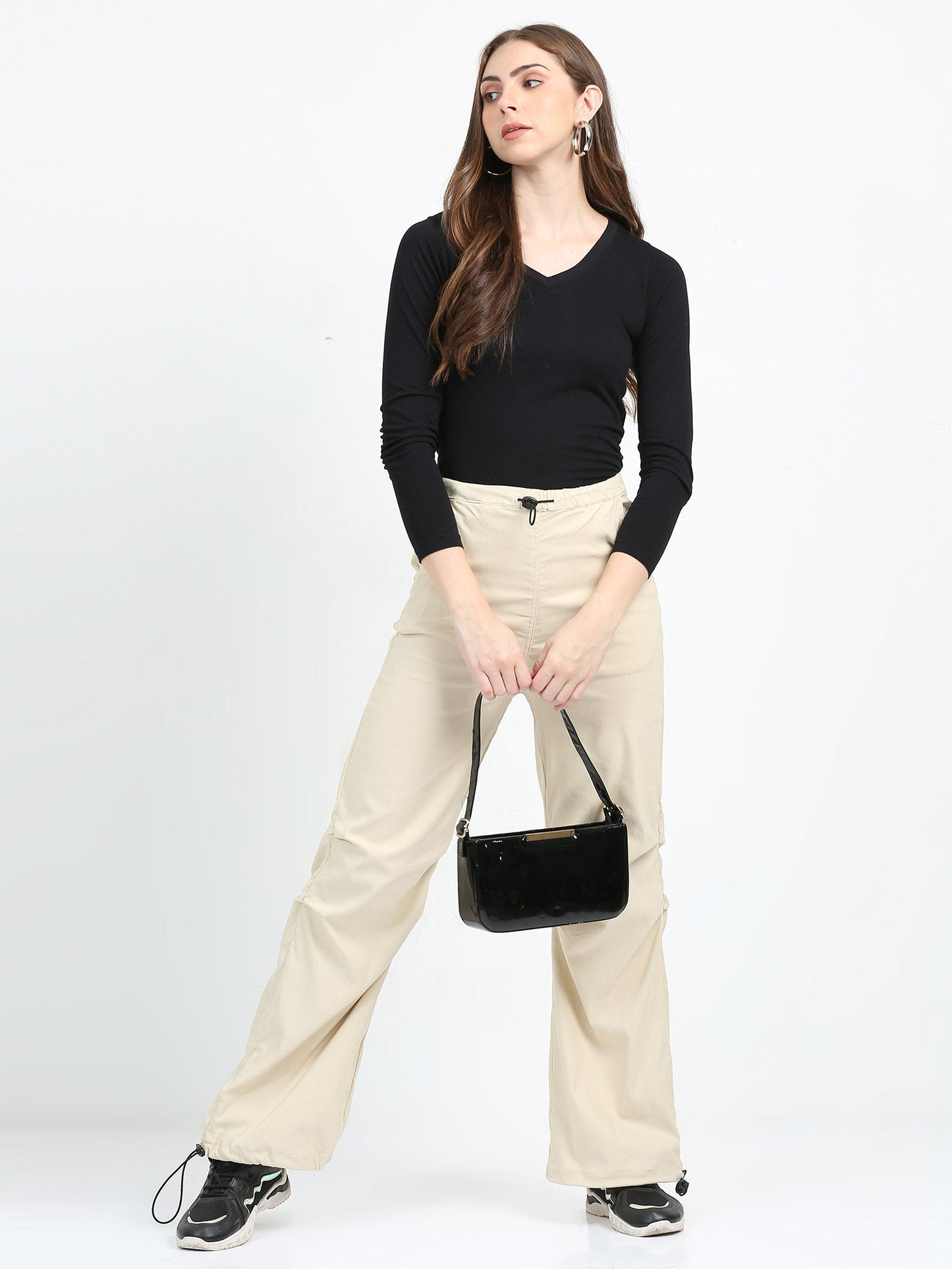 Women Parachute Trouser-Beige