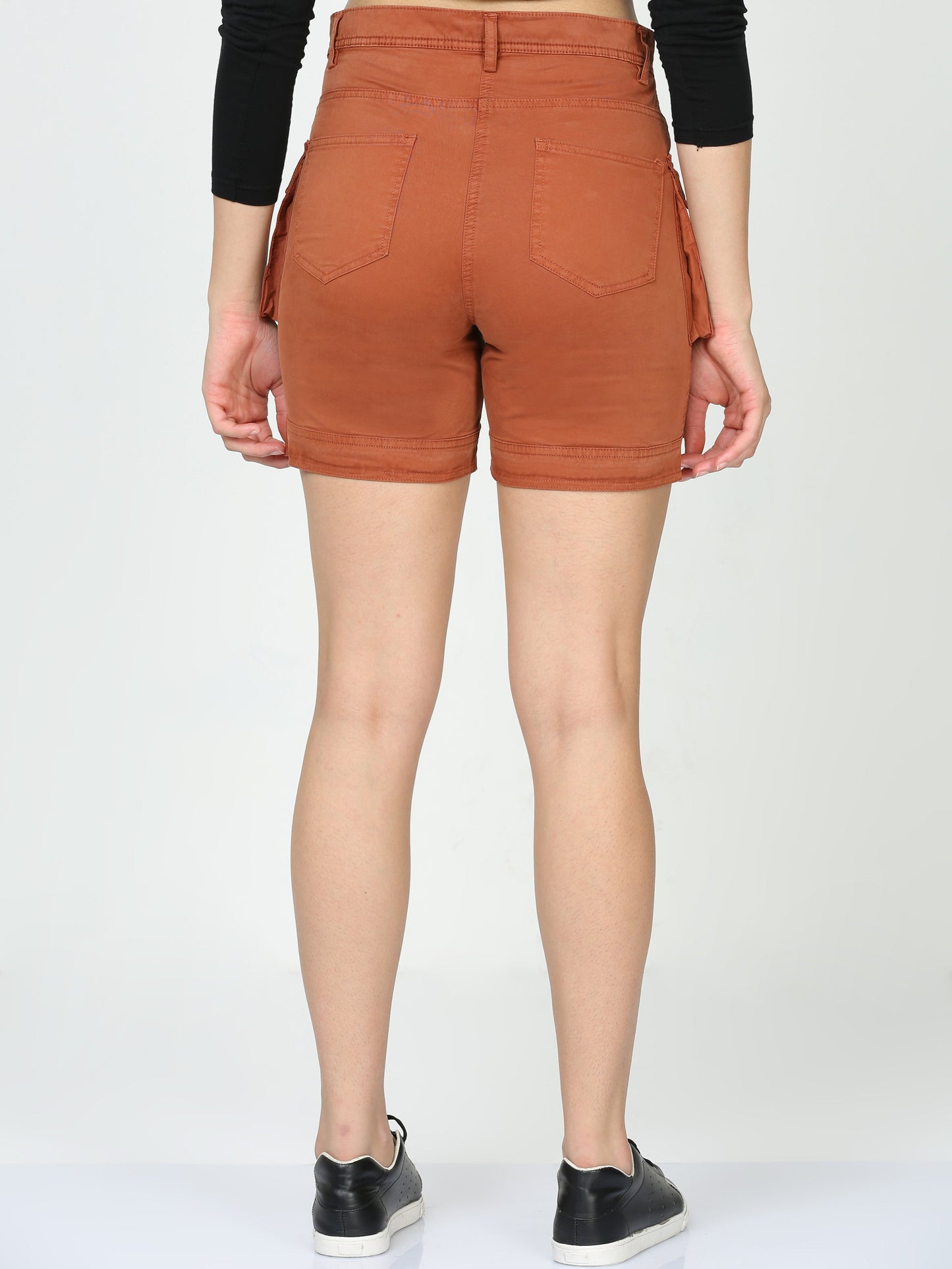 Women Rust Cargo Shorts