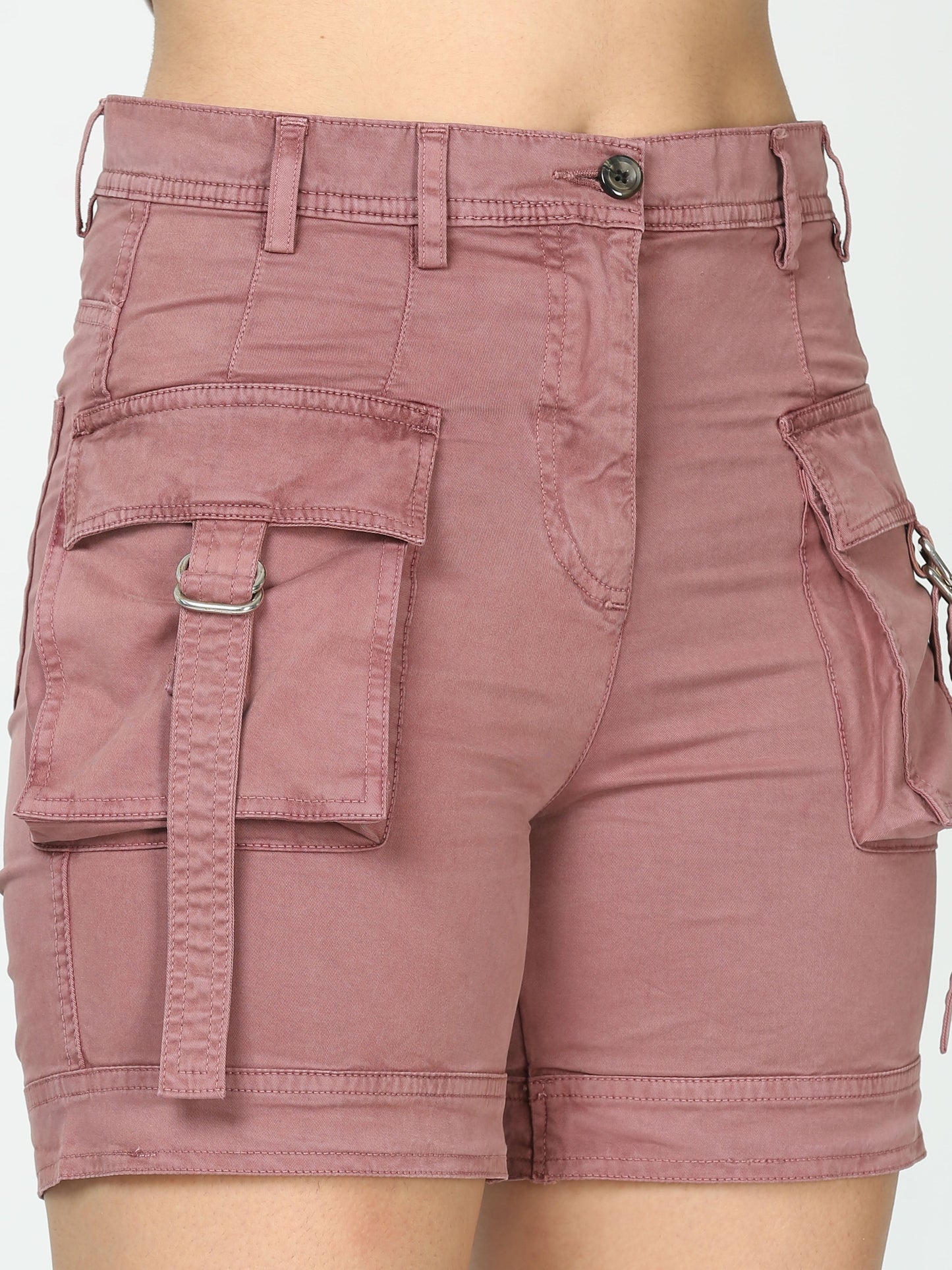 Women Plum Cargo Shorts