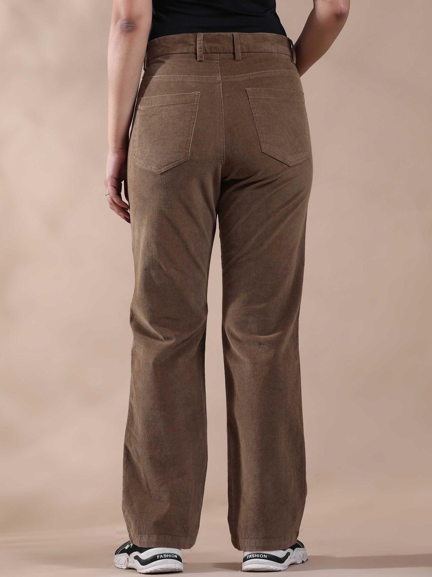 Women Corduroy Trousers- Khaki