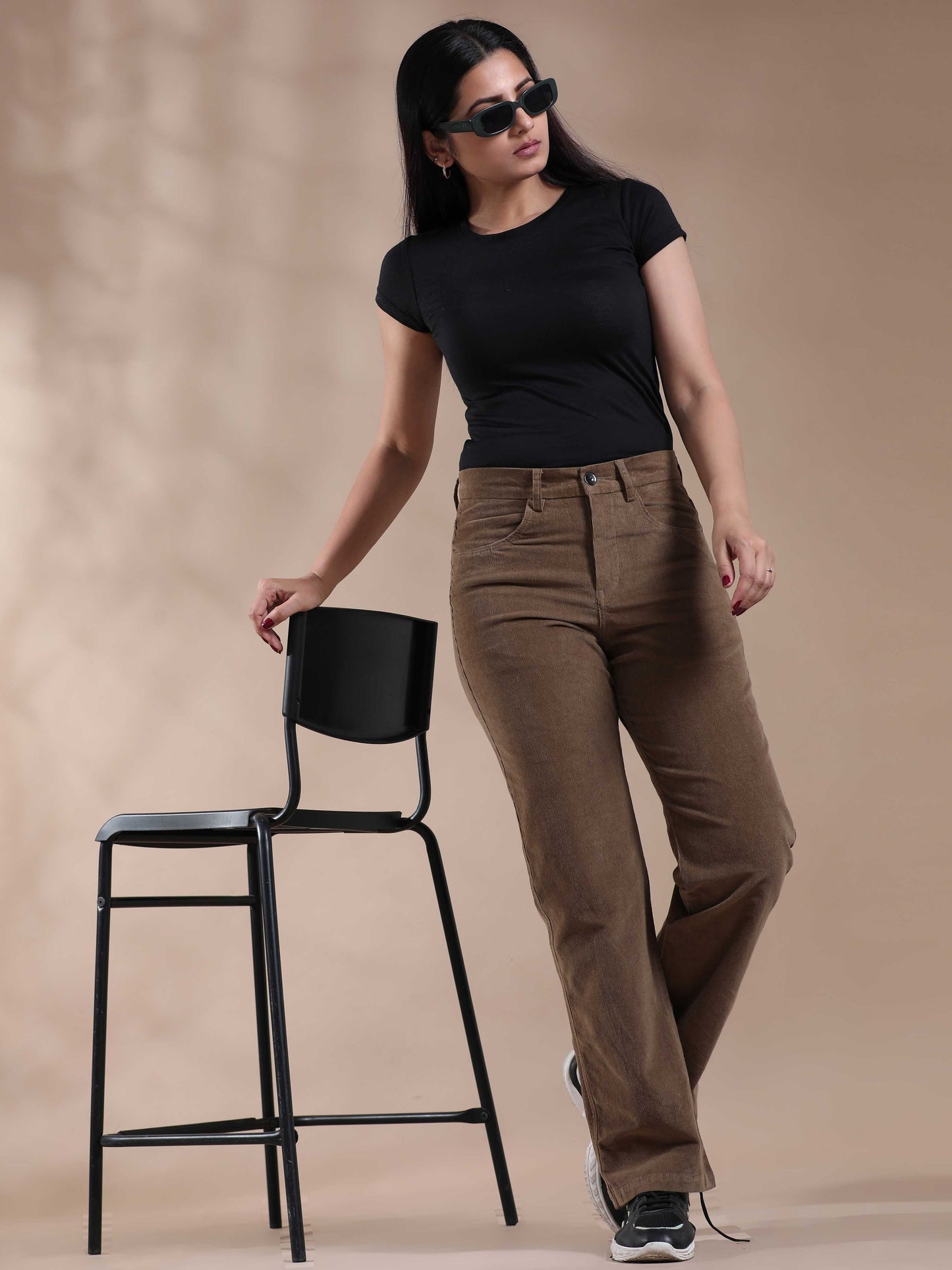 Women Corduroy Trousers- Khaki