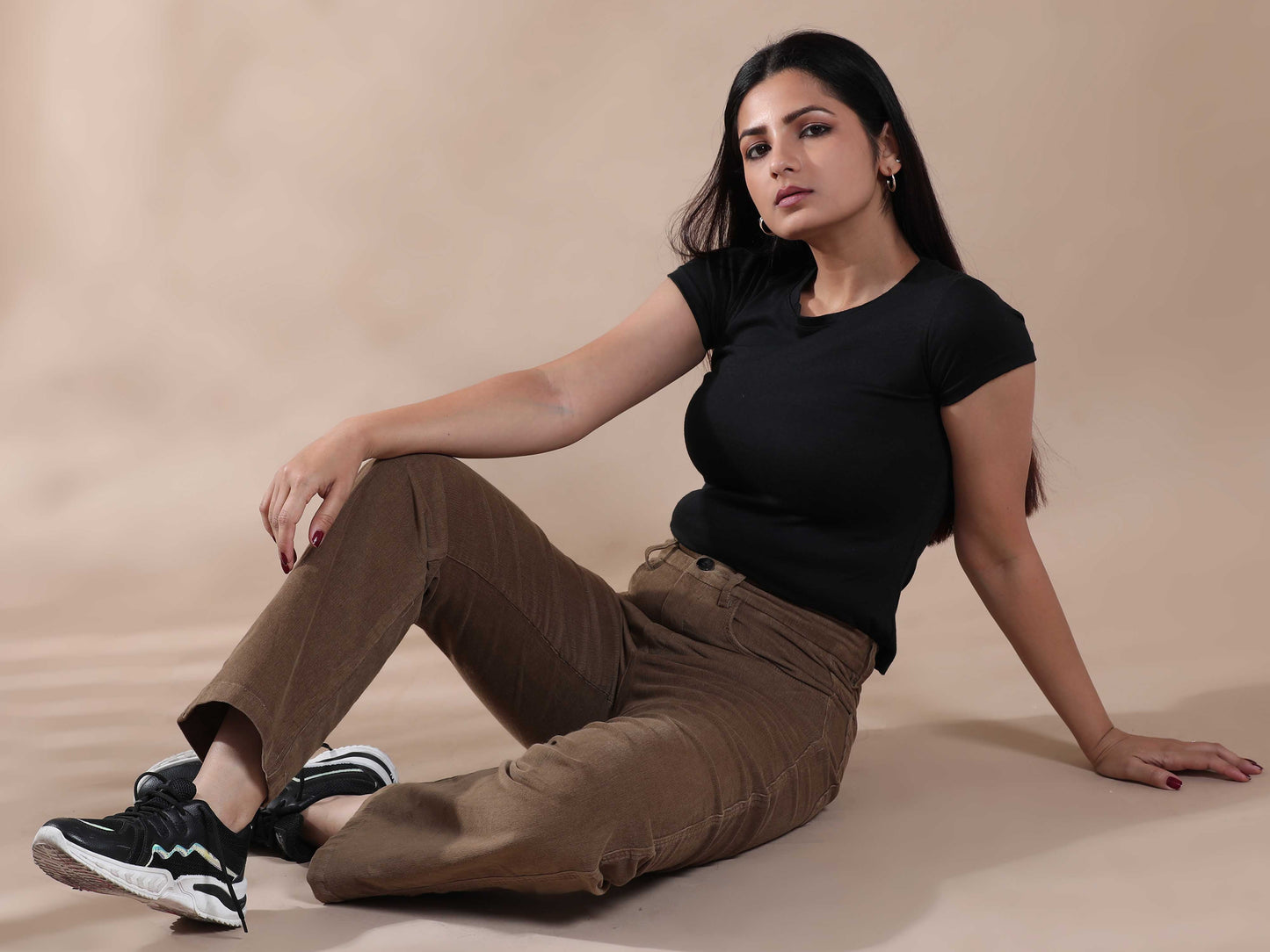 Women Corduroy Trousers- Khaki