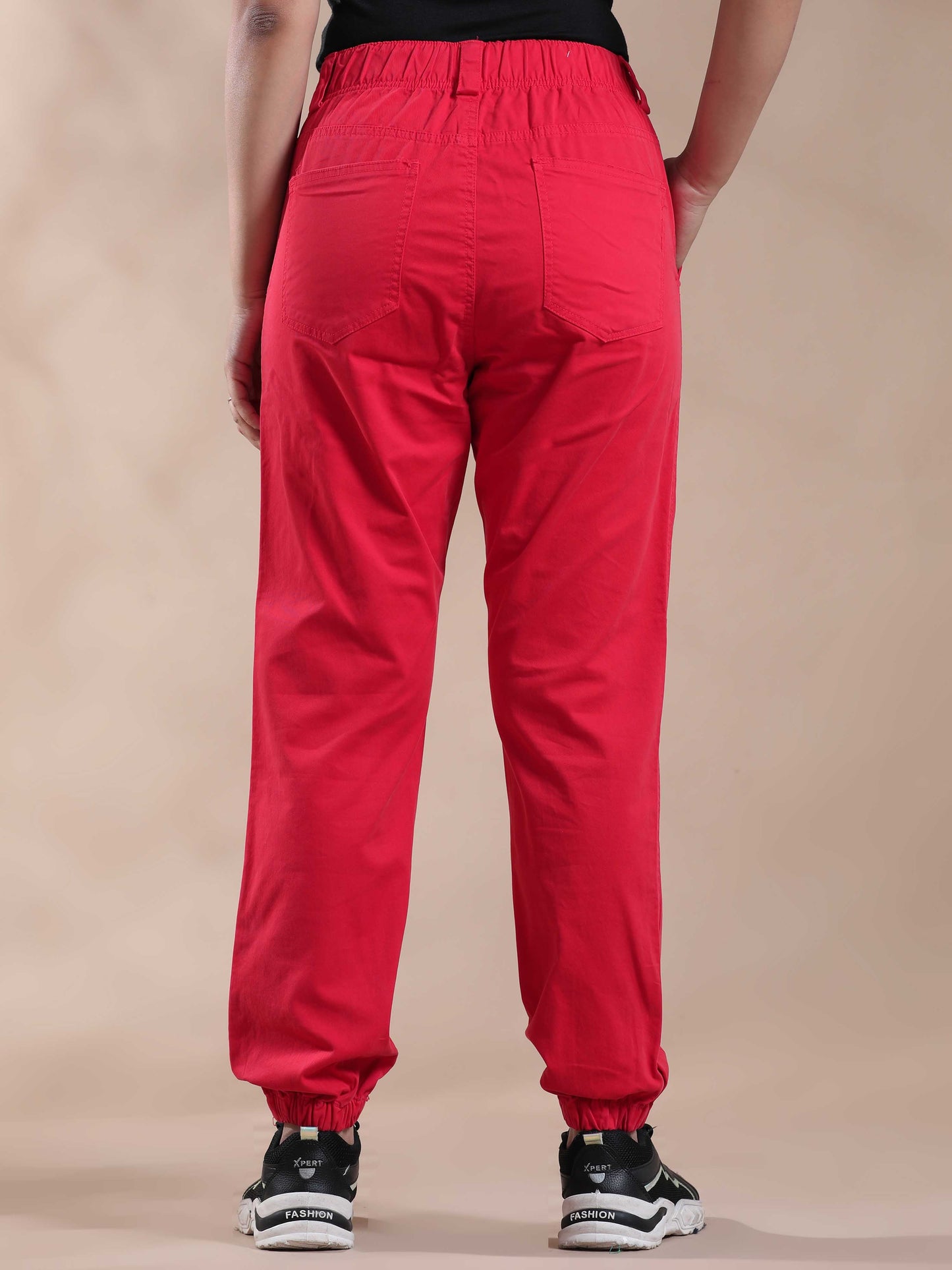 Women Vintage Red Jogger Pants