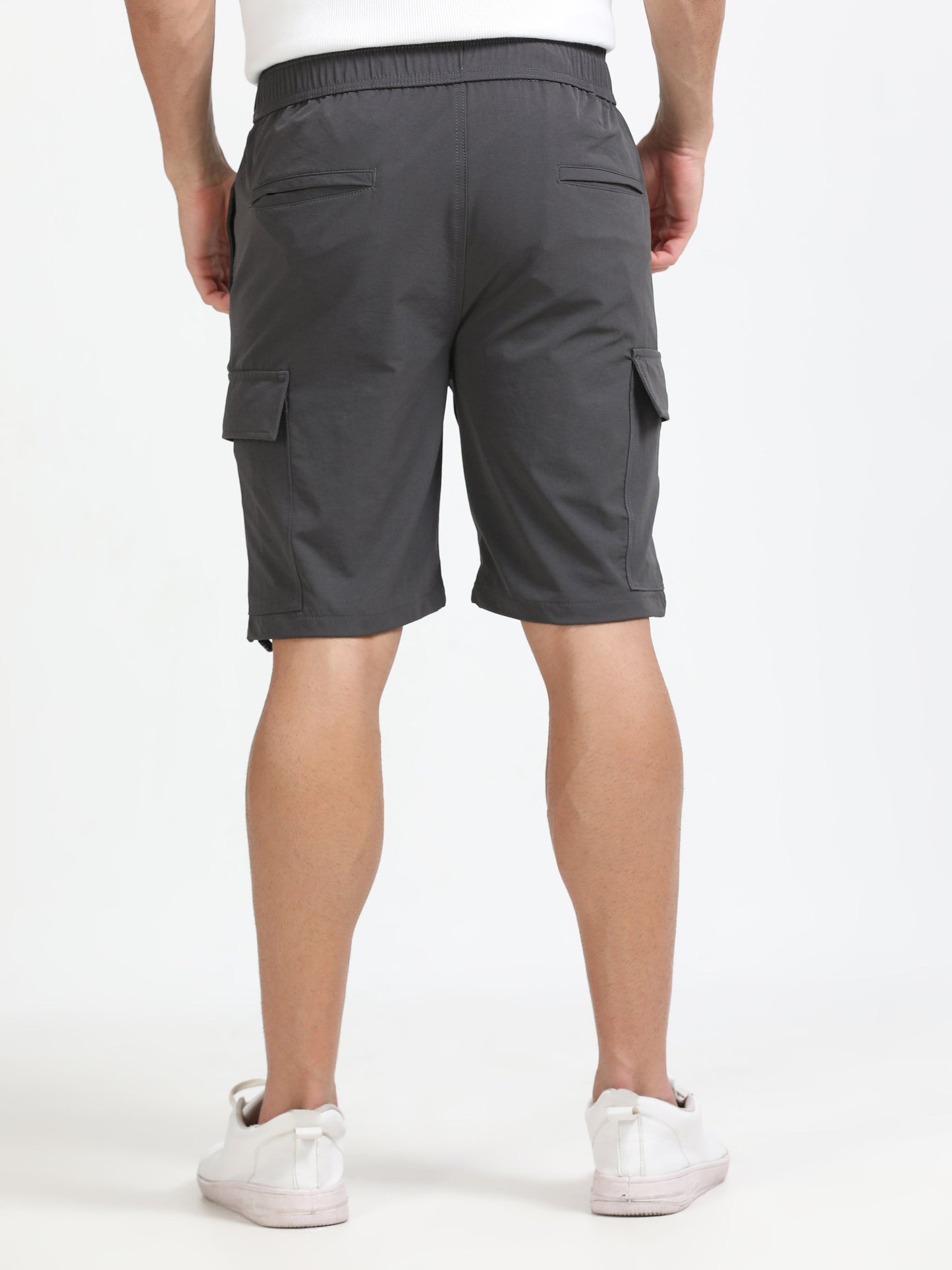 Men Parachute Cargo Shorts-Dk Grey
