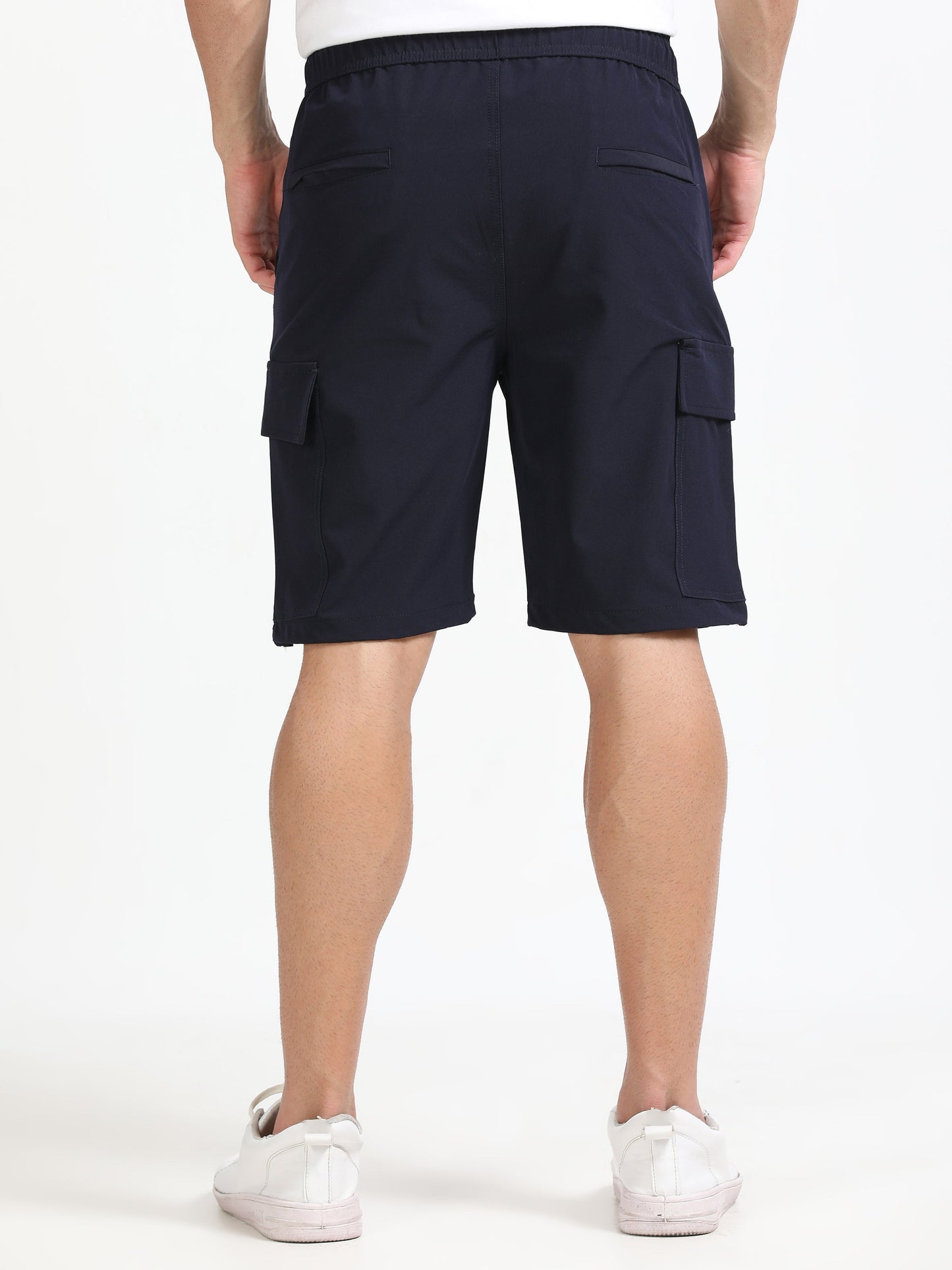 Men Parachute Cargo Shorts-Navy