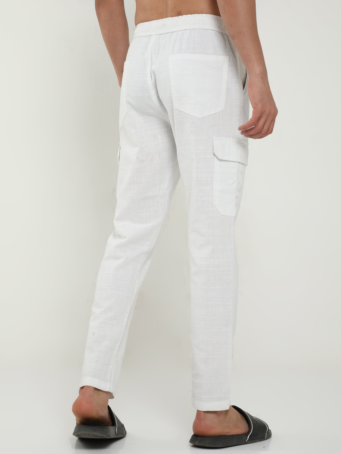 Men Lazy White Linen Pants