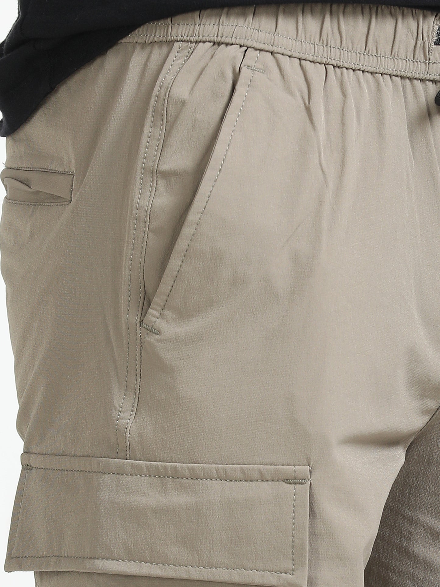 Men Parachute Cargo Shorts-Biscuit