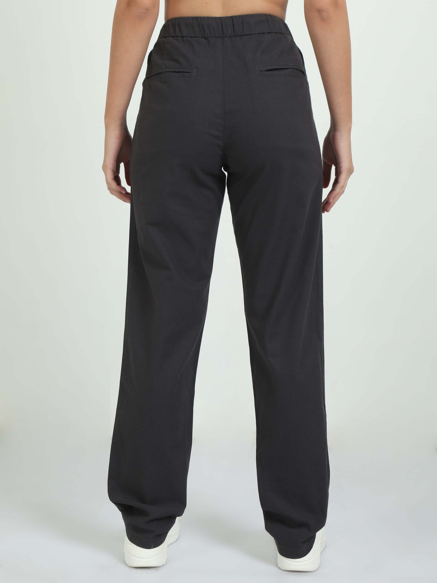 Women Lazy Linen Pleat Pant-Dk Grey