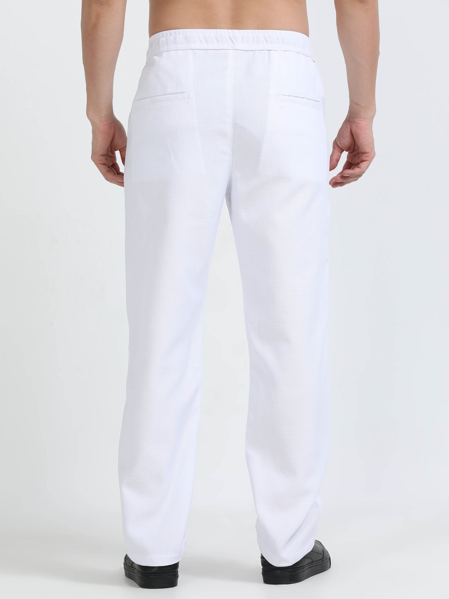 Men Lazy Linen Traveller Trouser-White