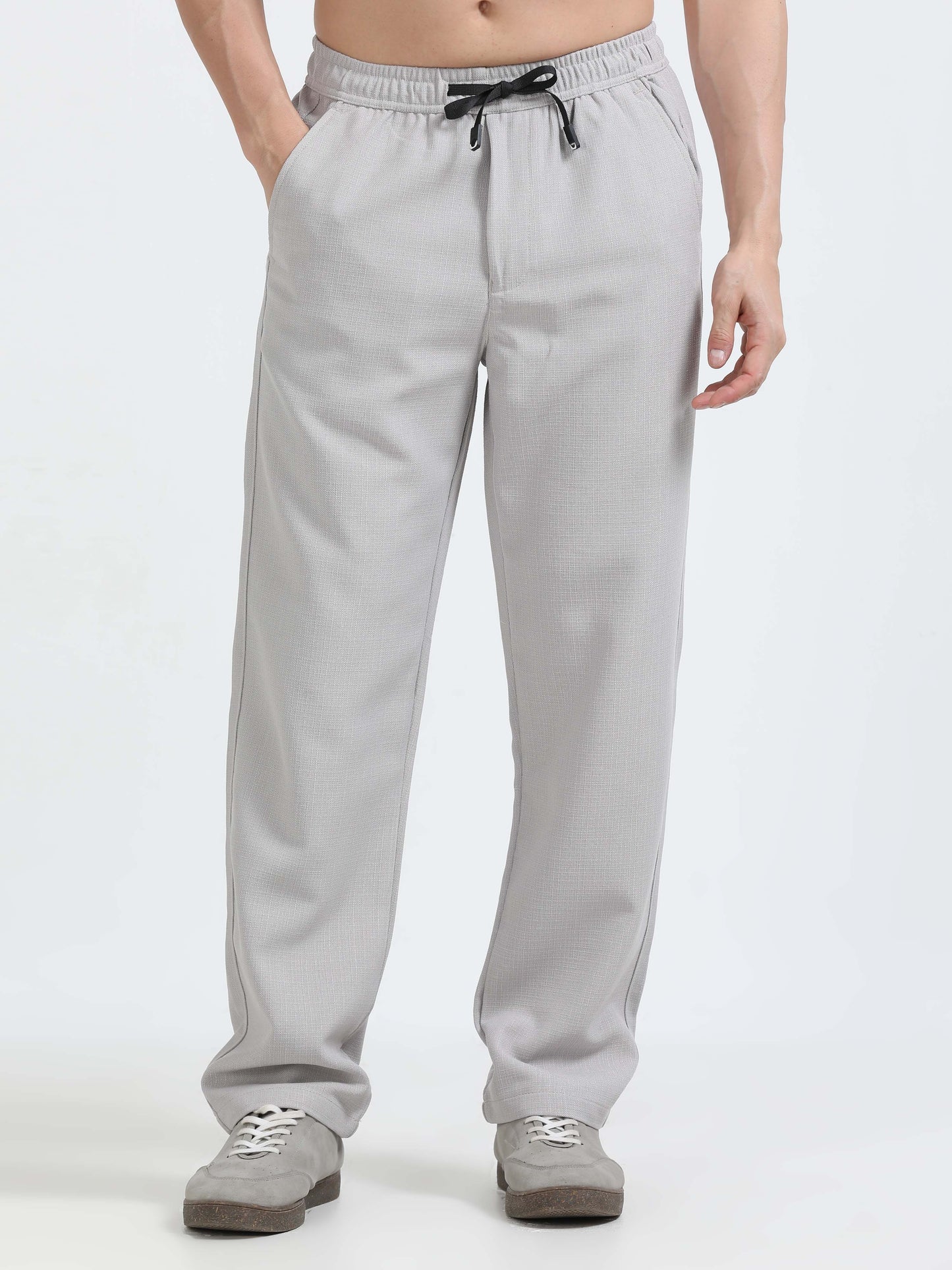 Men Lazy Linen Traveller Trouser-Stone