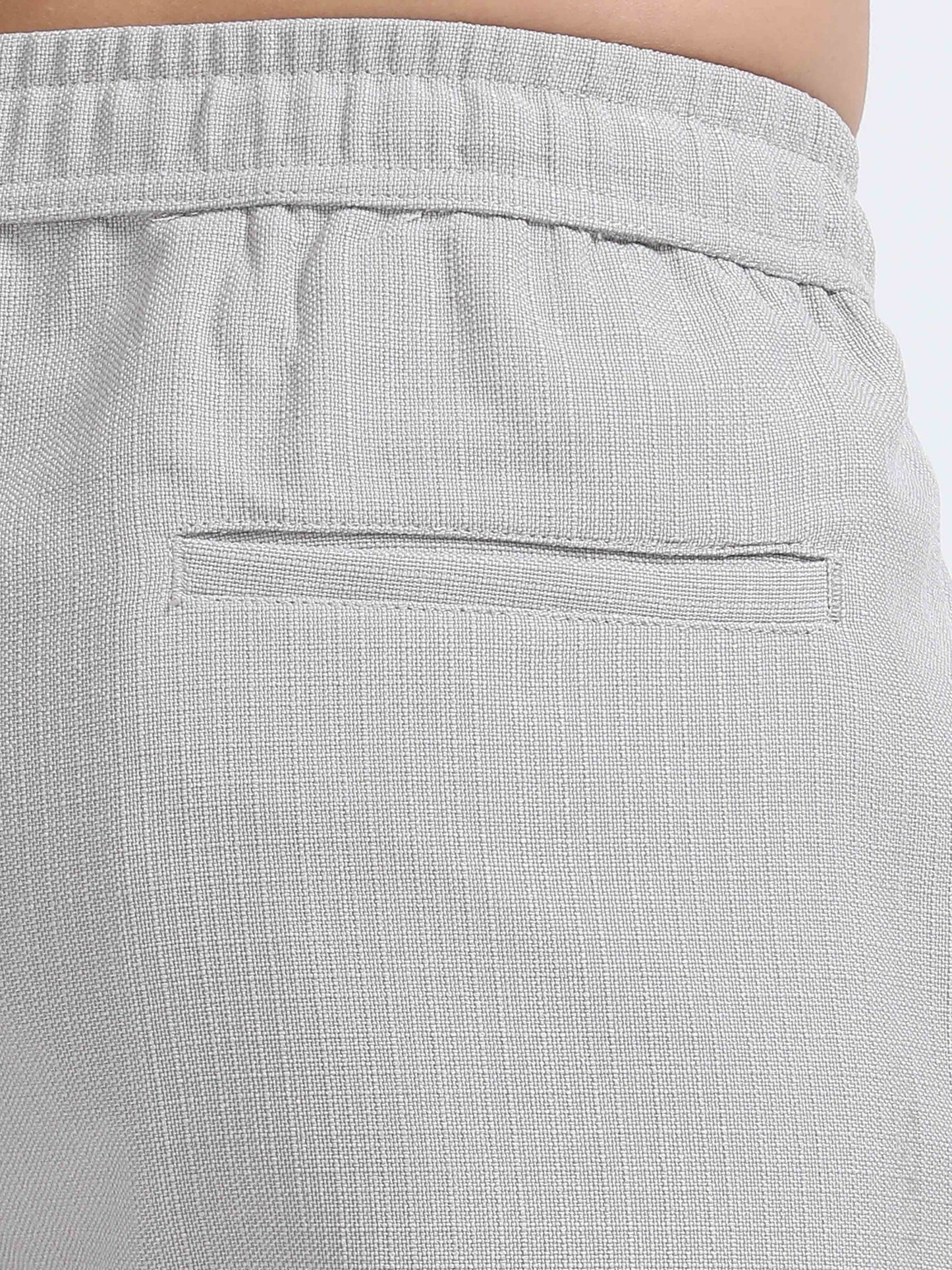 Men Lazy Linen Traveller Trouser-Stone