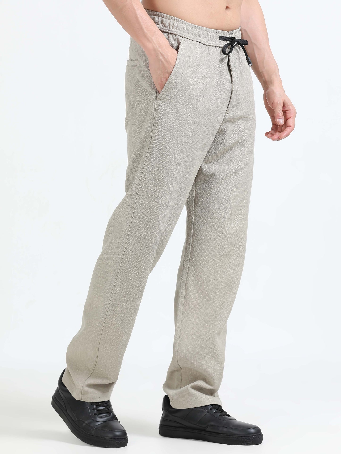 Men Lazy Linen Traveller Trouser-Beige